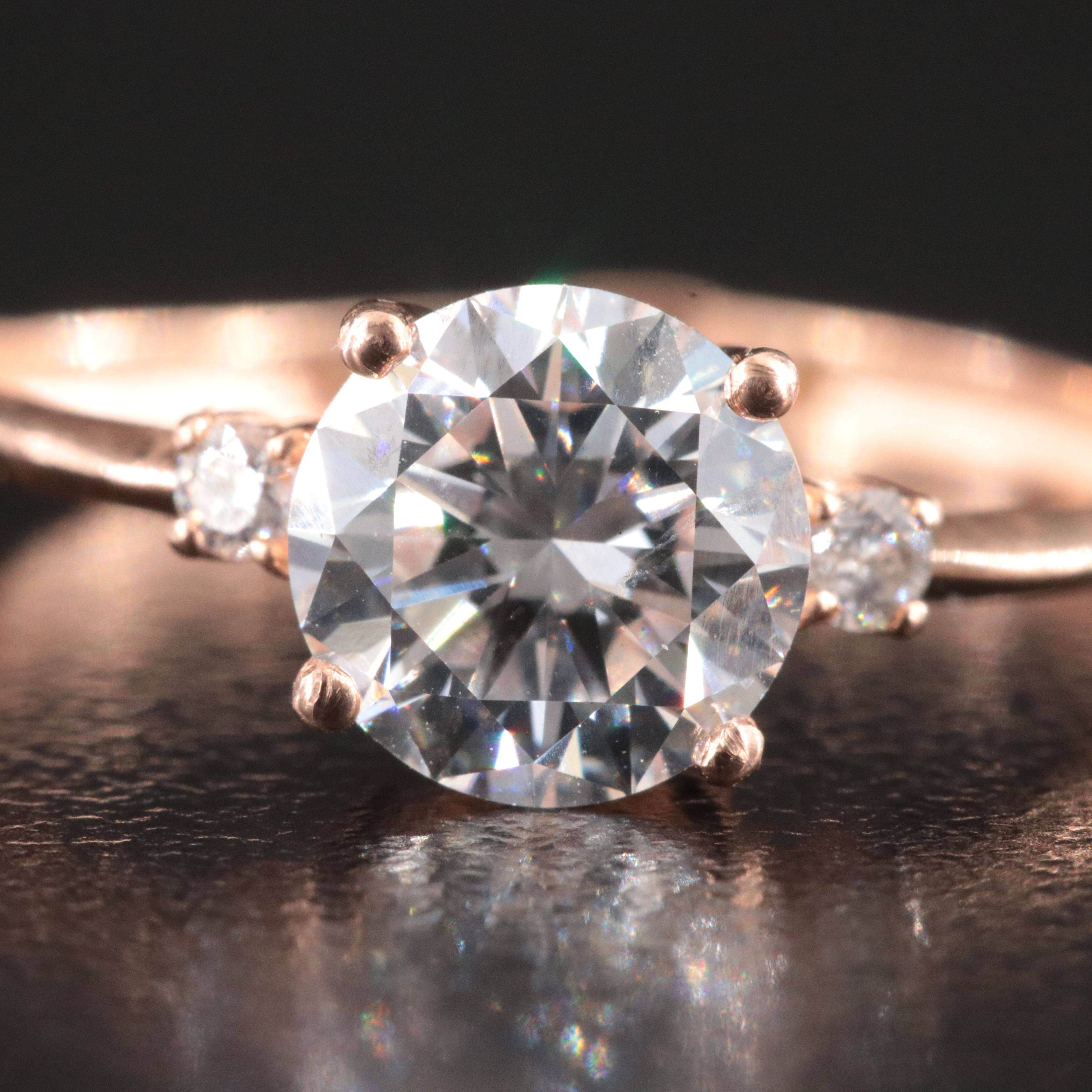 14K Rose Gold 1.25 CTW Diamond Ring with Lab Grown Center