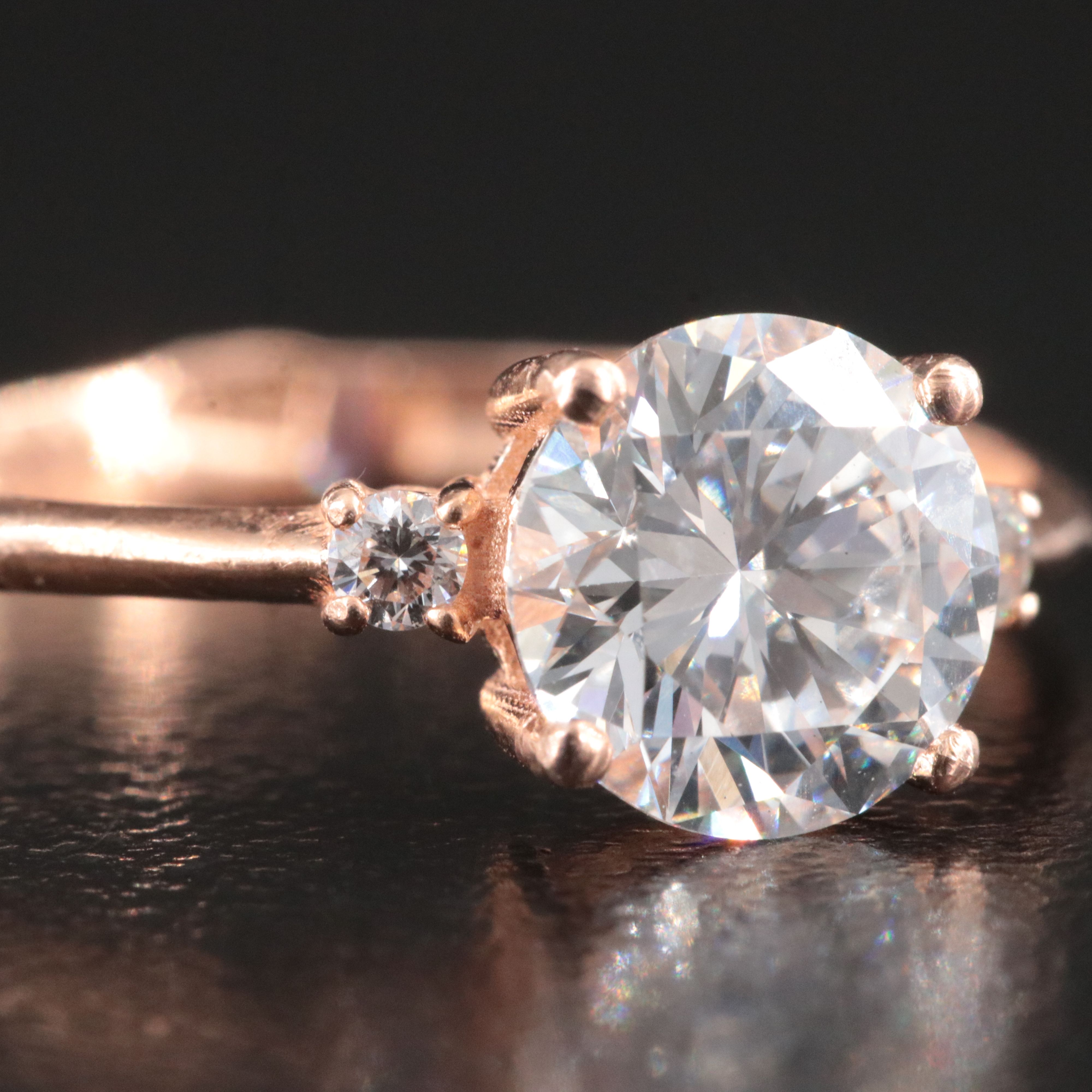 14K Rose Gold 1.25 CTW Diamond Ring with Lab Grown Center