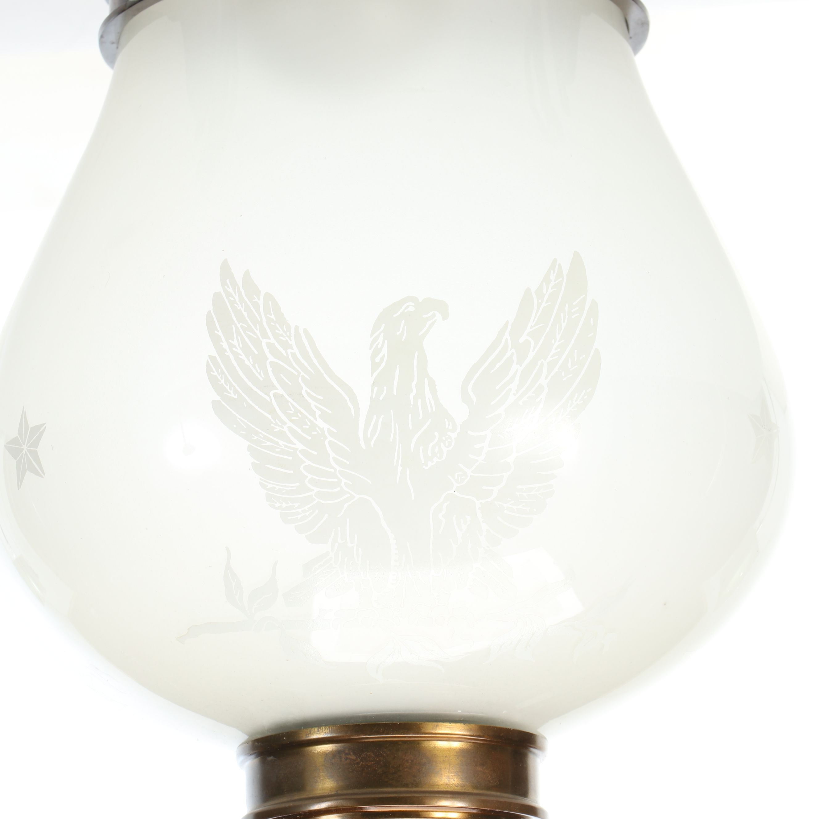 Federal Theme Etched Satin Glass Semi-Mount Ceiling Pendant Light