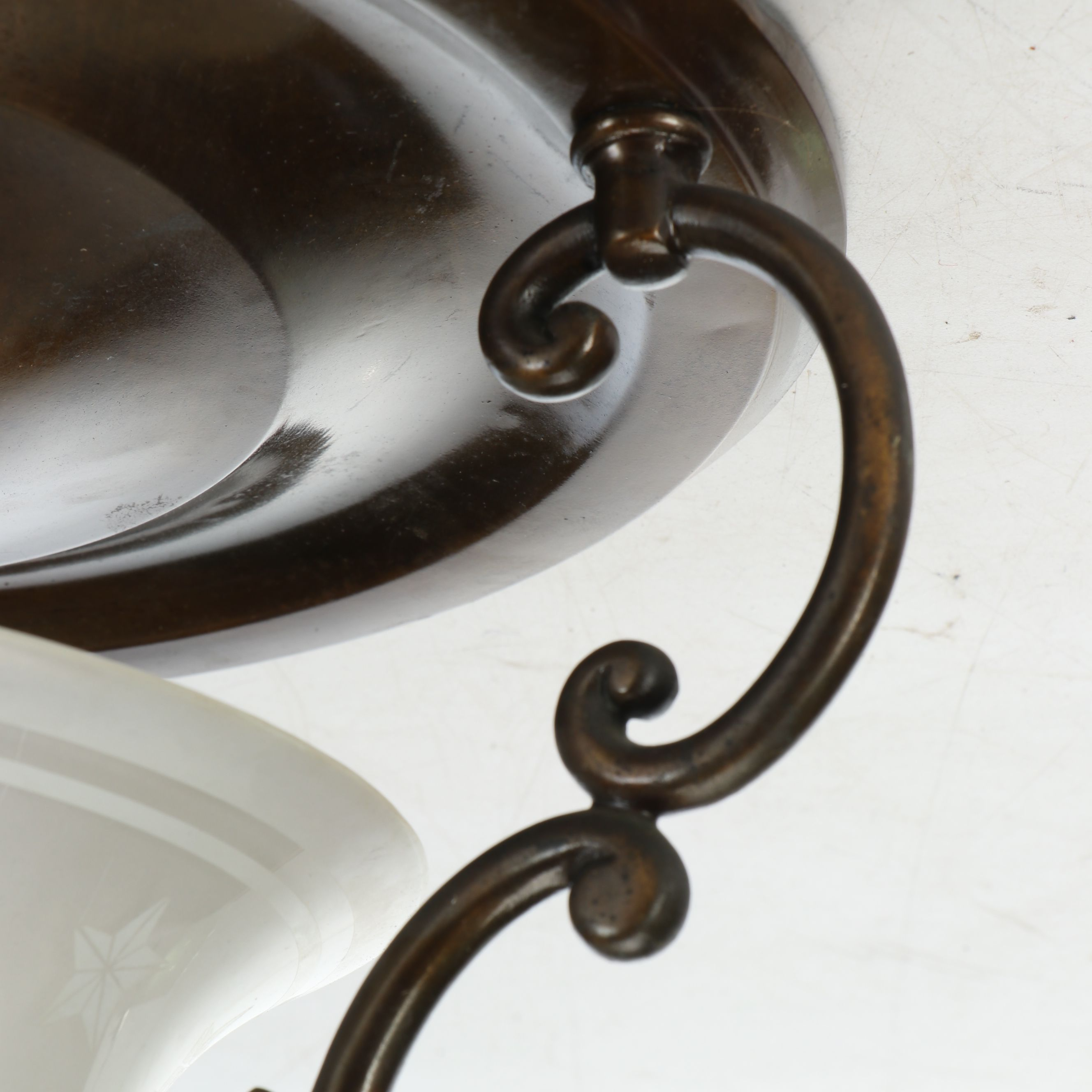 Federal Theme Etched Satin Glass Semi-Mount Ceiling Pendant Light