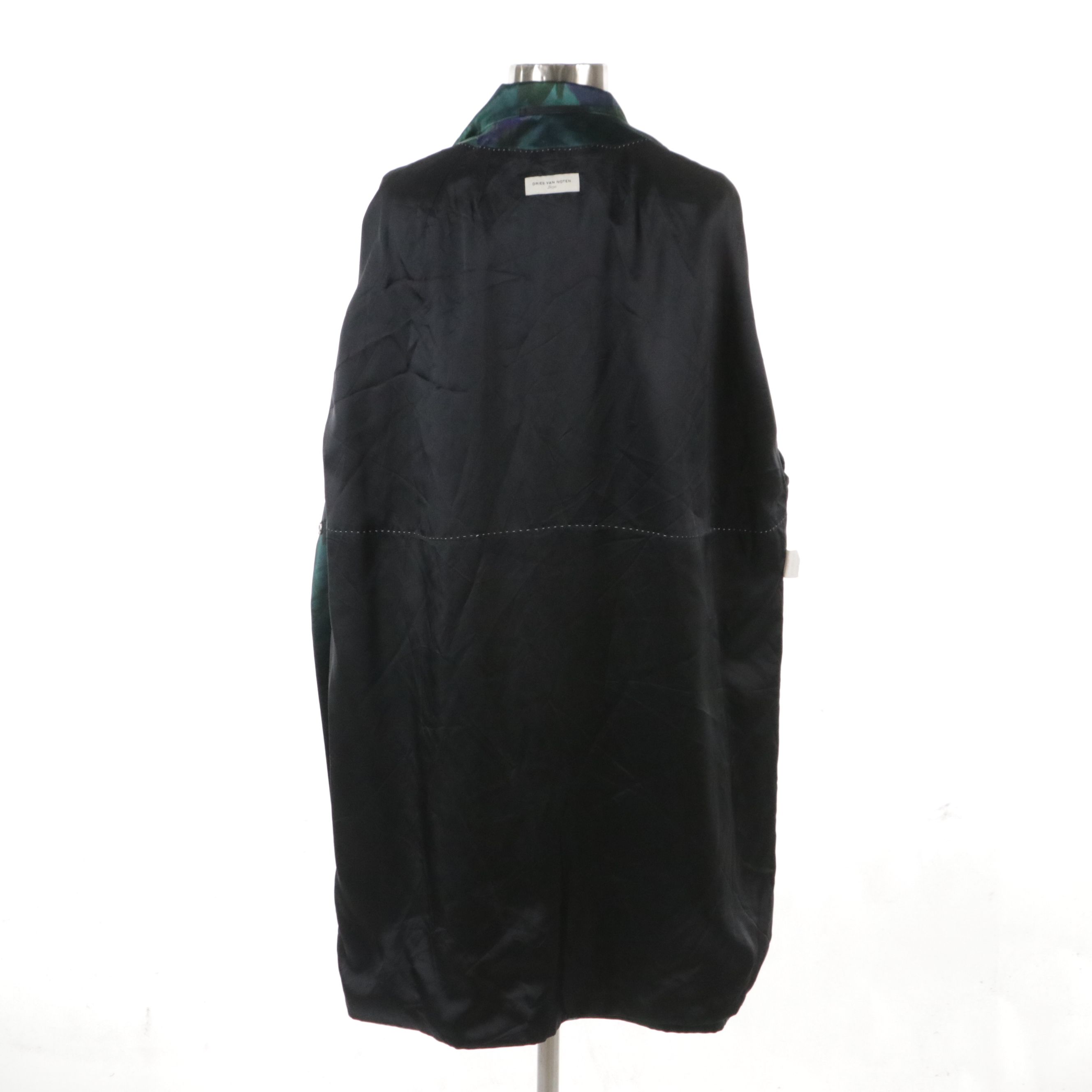 Dries van Noten Multicolor Floral Print Cotton and Silk Satin Notched Lapel Coat