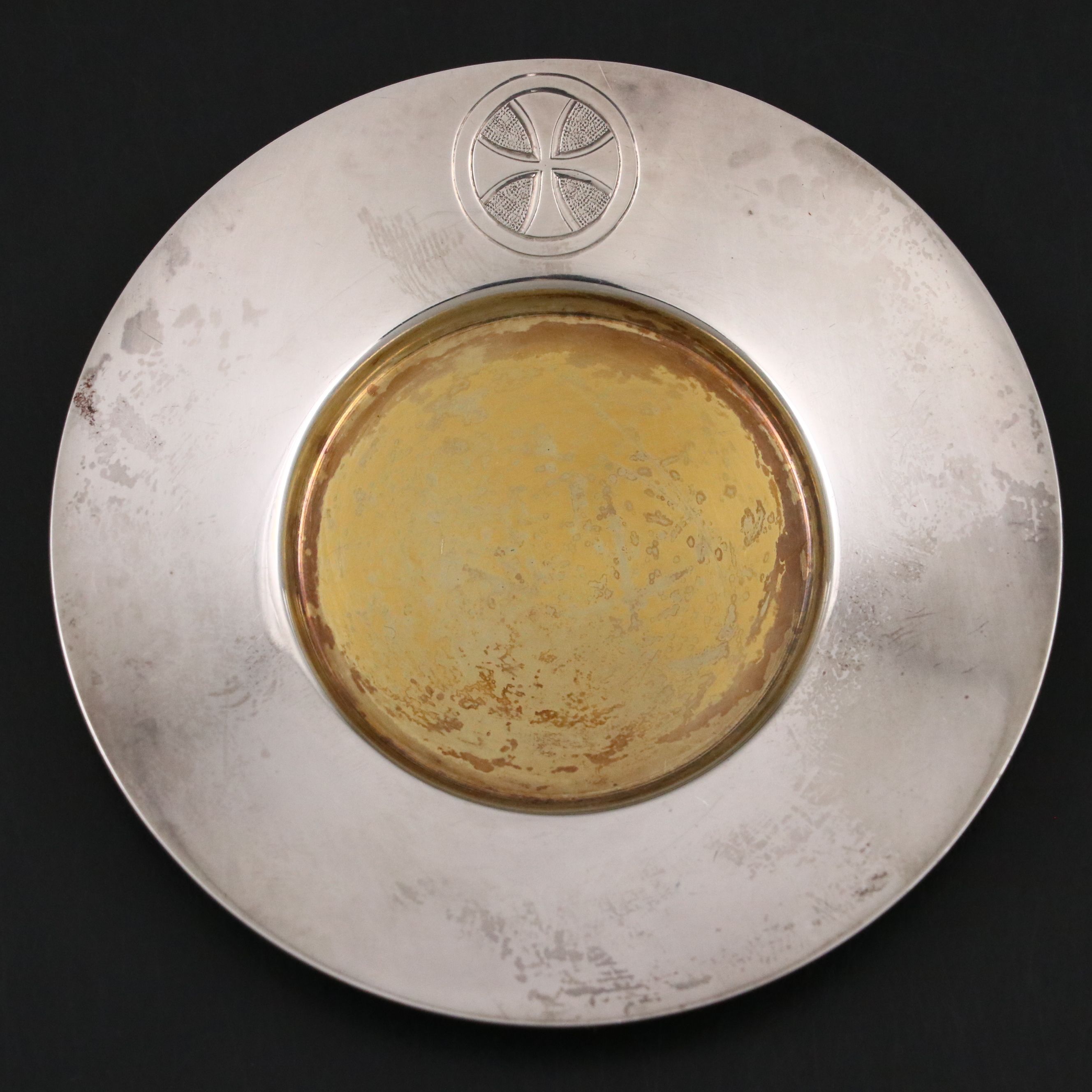 Gorham Sterling Silver Communion Chalice and Paten with Brass Finish Chrismatory