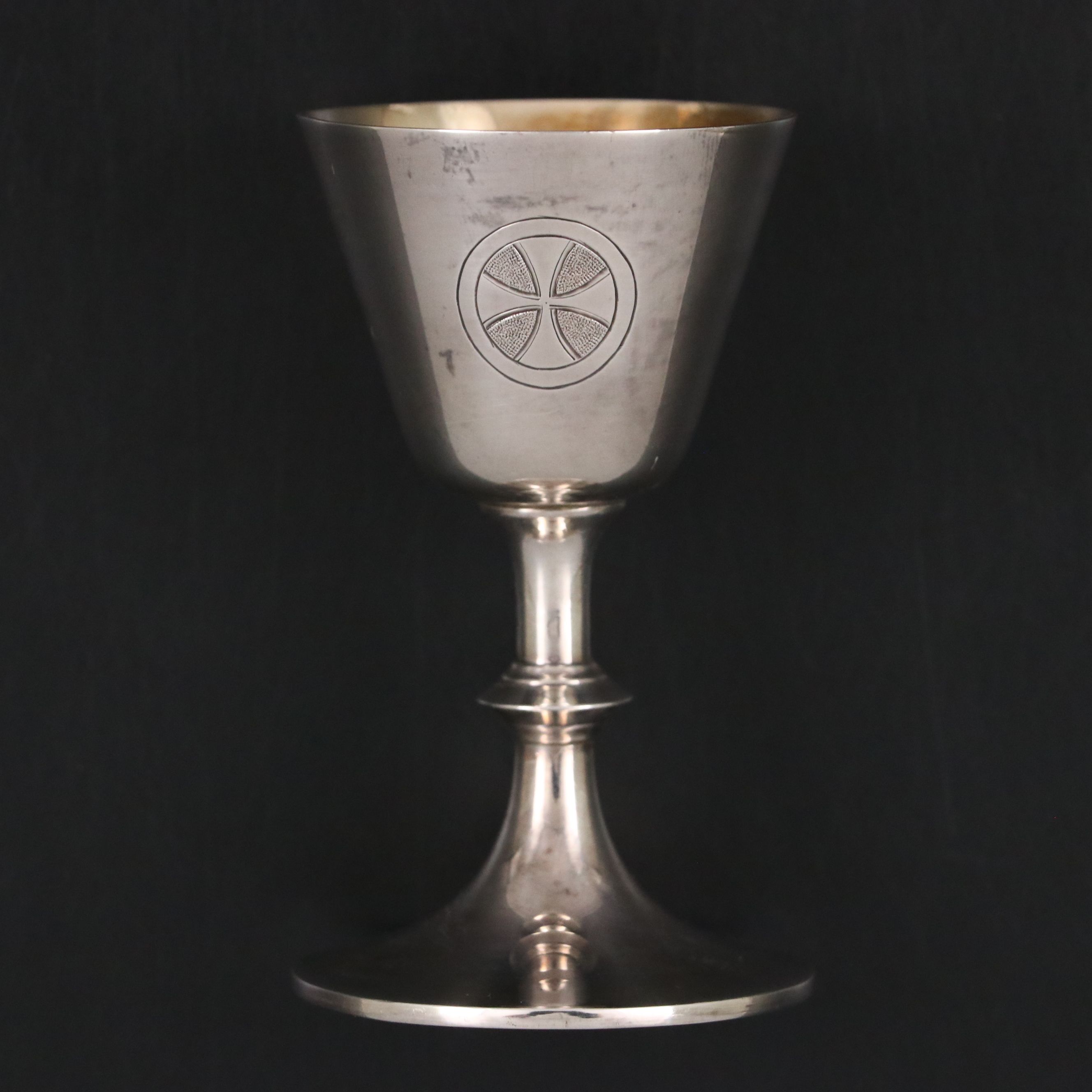 Gorham Sterling Silver Communion Chalice and Paten with Brass Finish Chrismatory