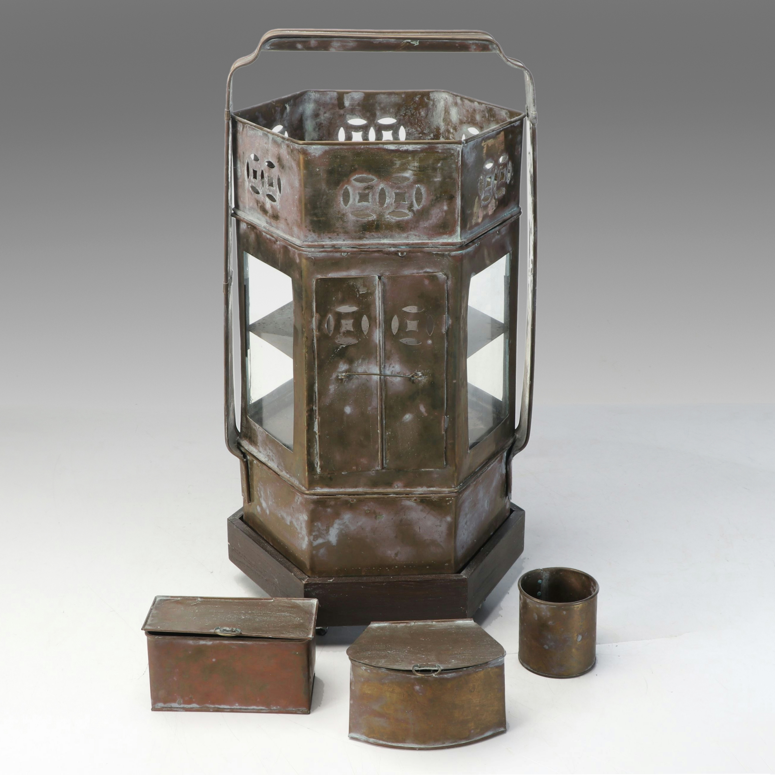 Chinese Patinated Brass Noodle Vending Cart on Casters, 20th Century