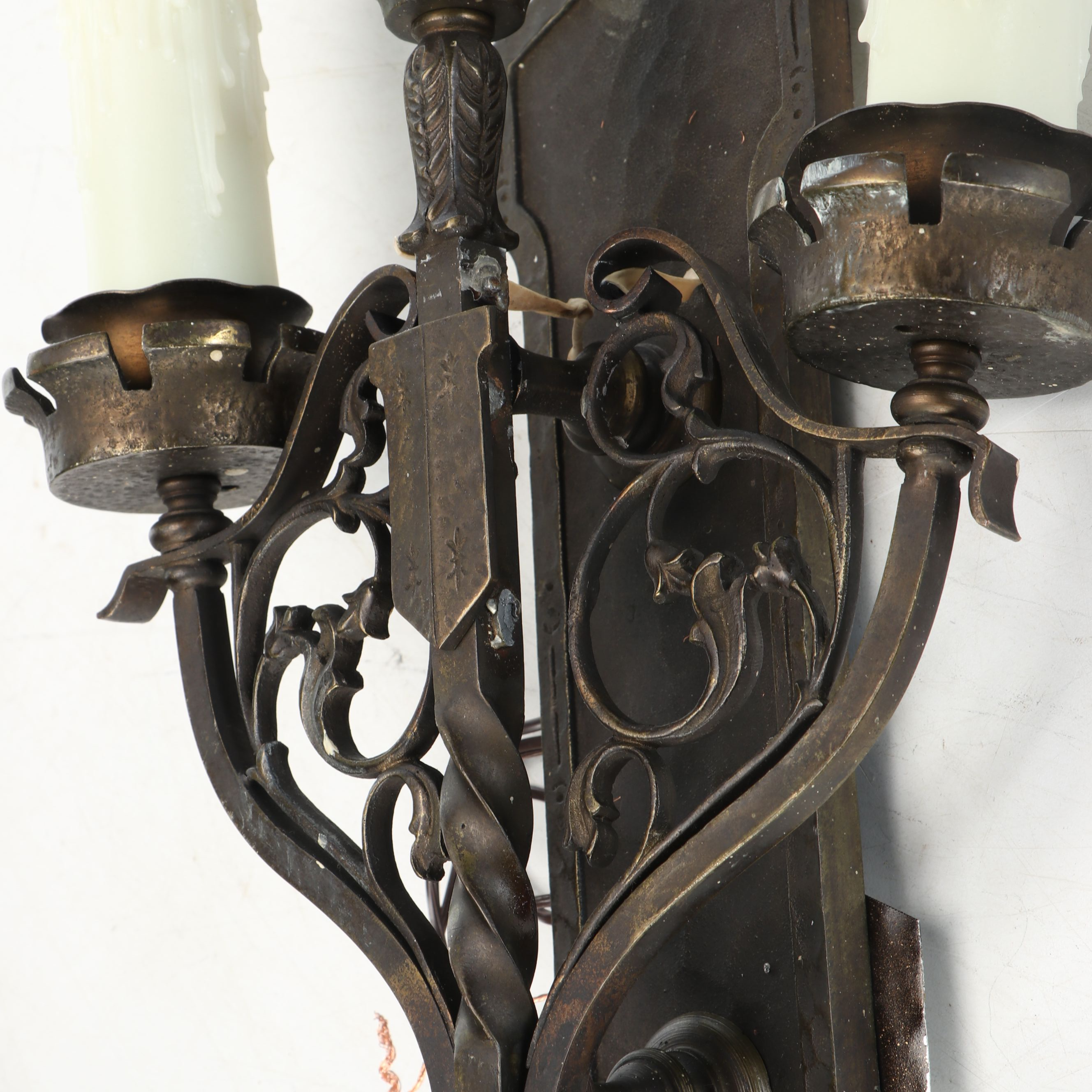 Pair of Gothic Revival Style Brass Wall Sconces