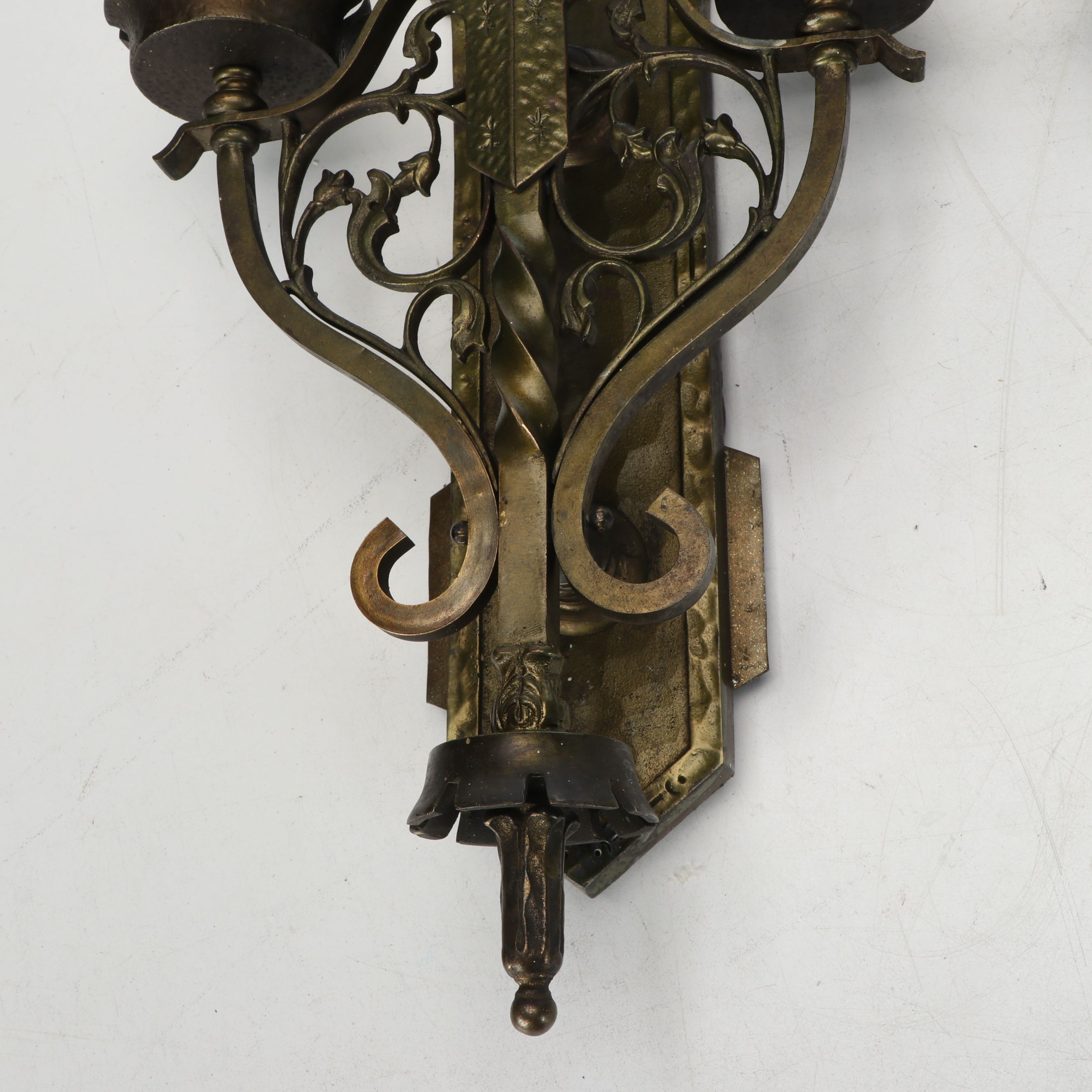 Pair of Gothic Revival Style Brass Wall Sconces