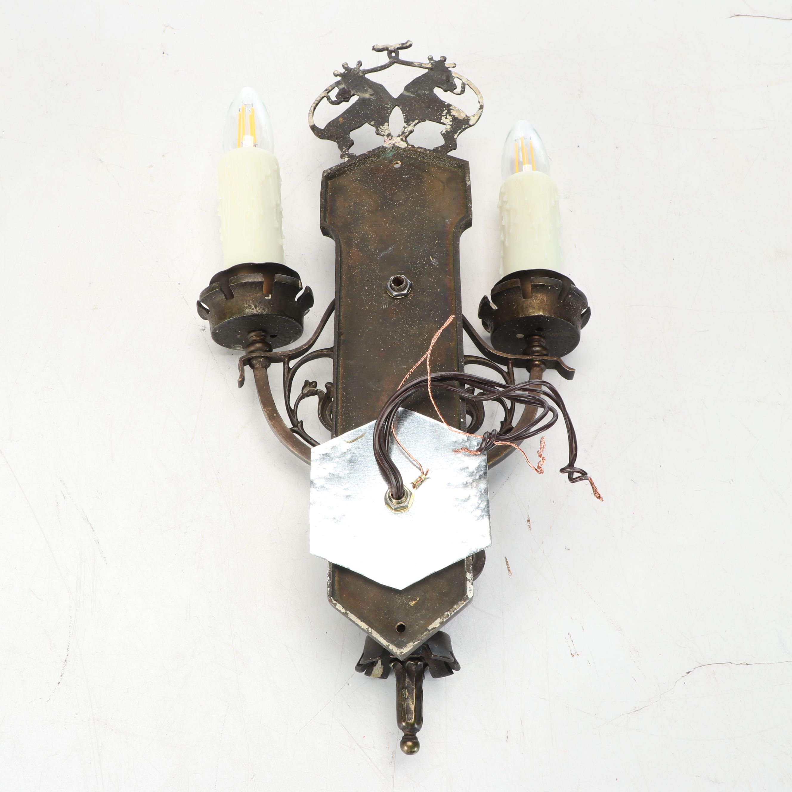 Pair of Gothic Revival Style Brass Wall Sconces