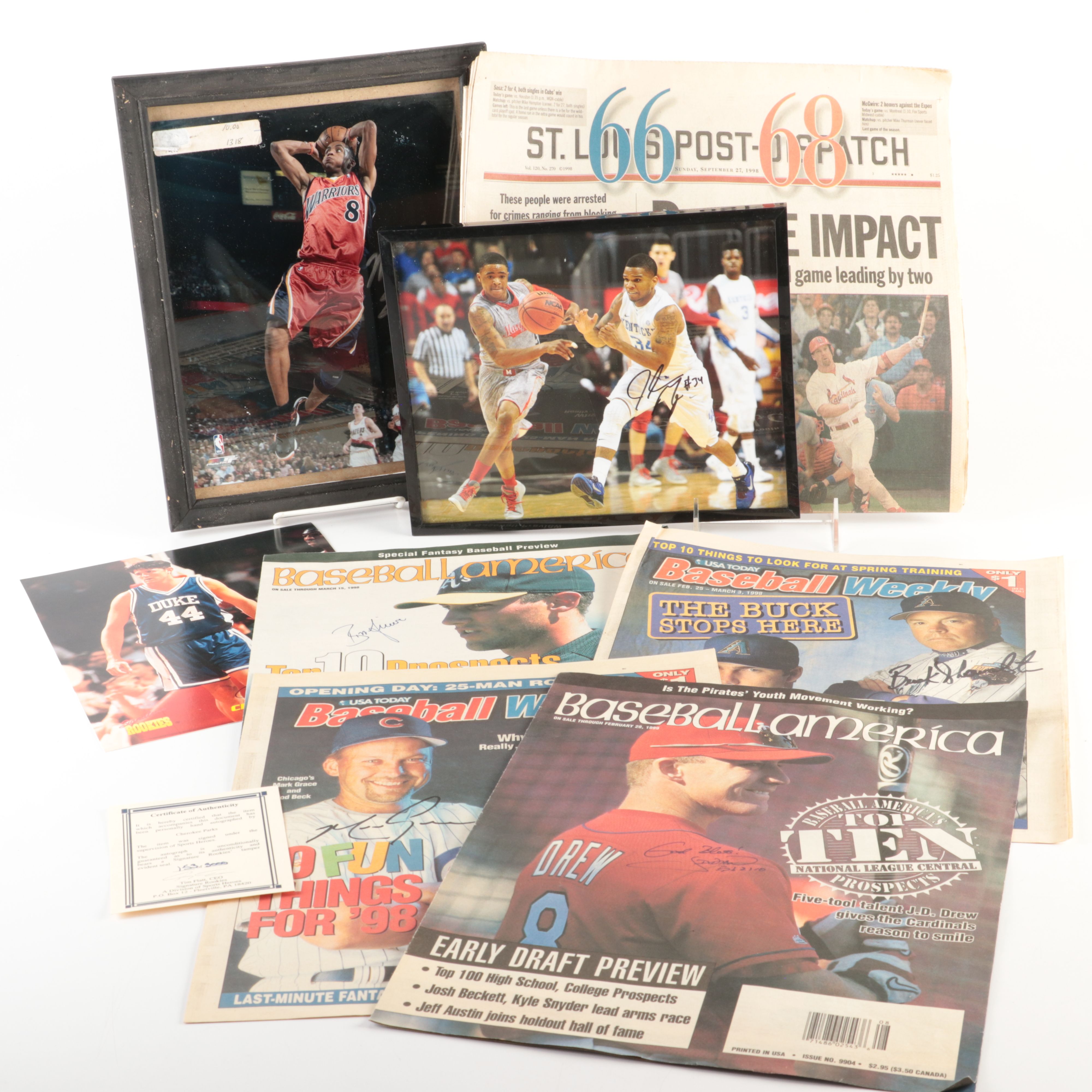 Ten MLB and NBA/NCAA Basketball Signatures, Including Mark McGwire