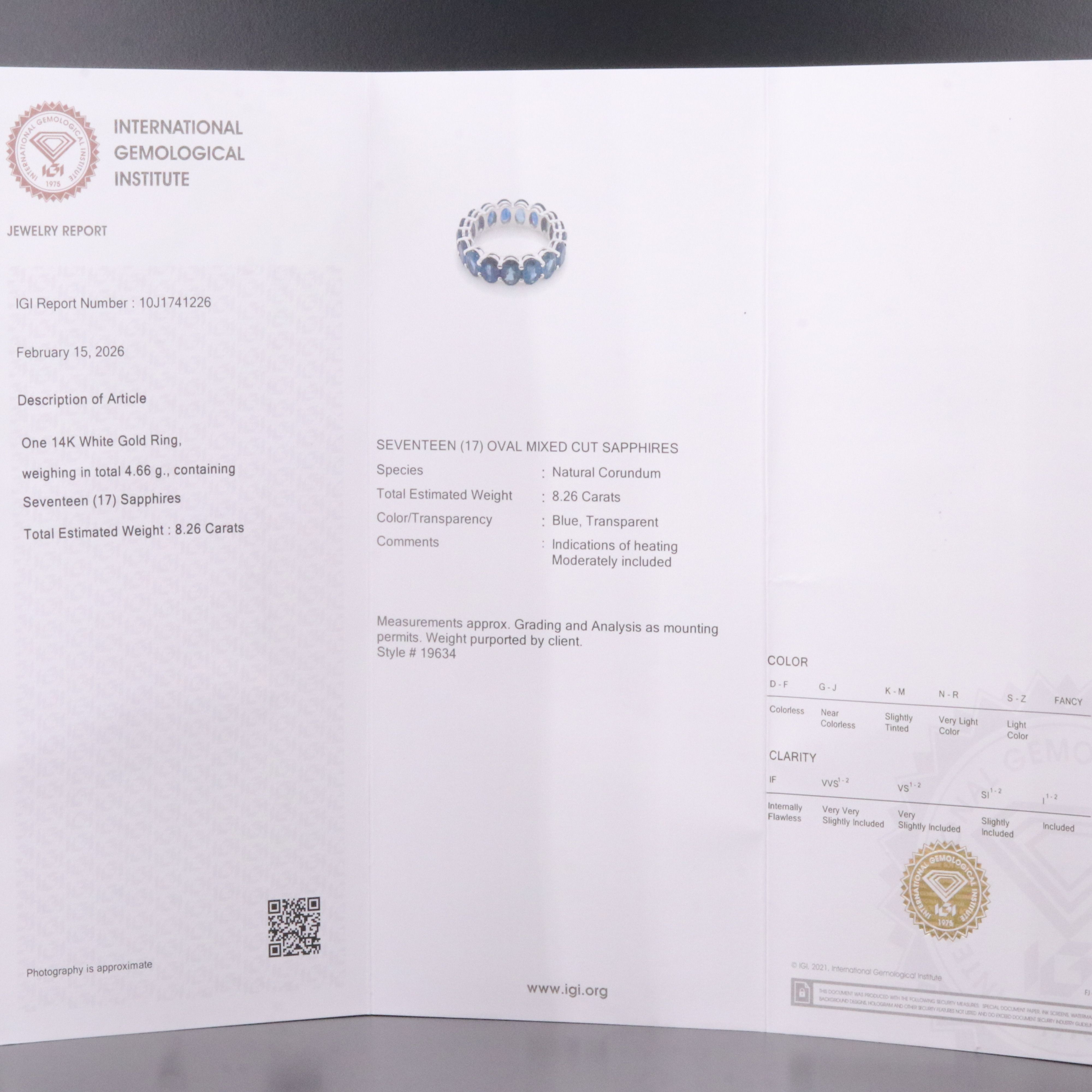 14K 8.26 CTW Sapphire Eternity Band with IGI Jewelry Report