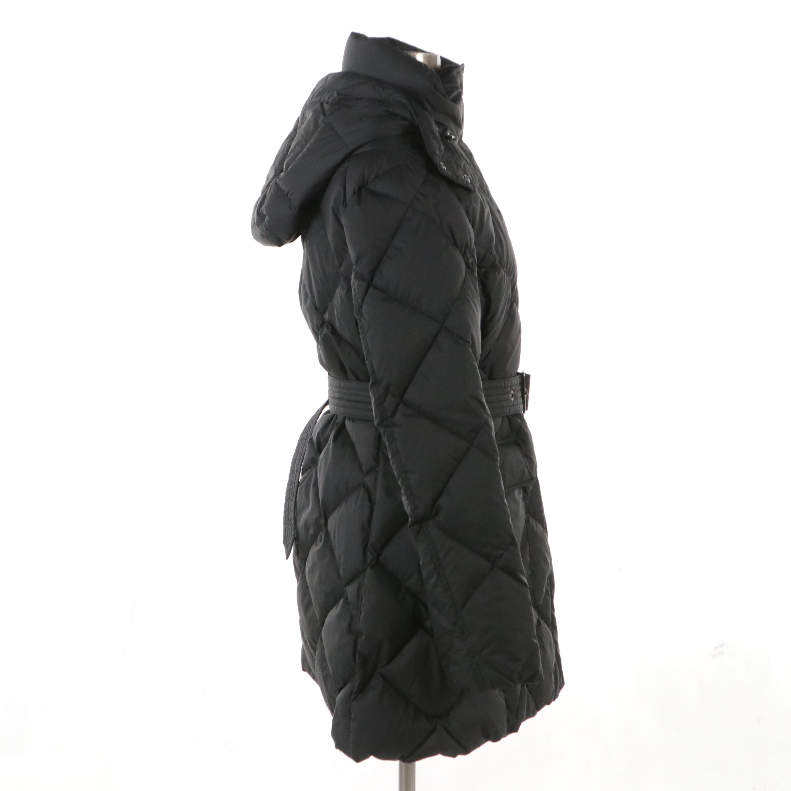 Burberry Polyester Snap and Zipper-Front Goose Down Coat with Detachable Hood