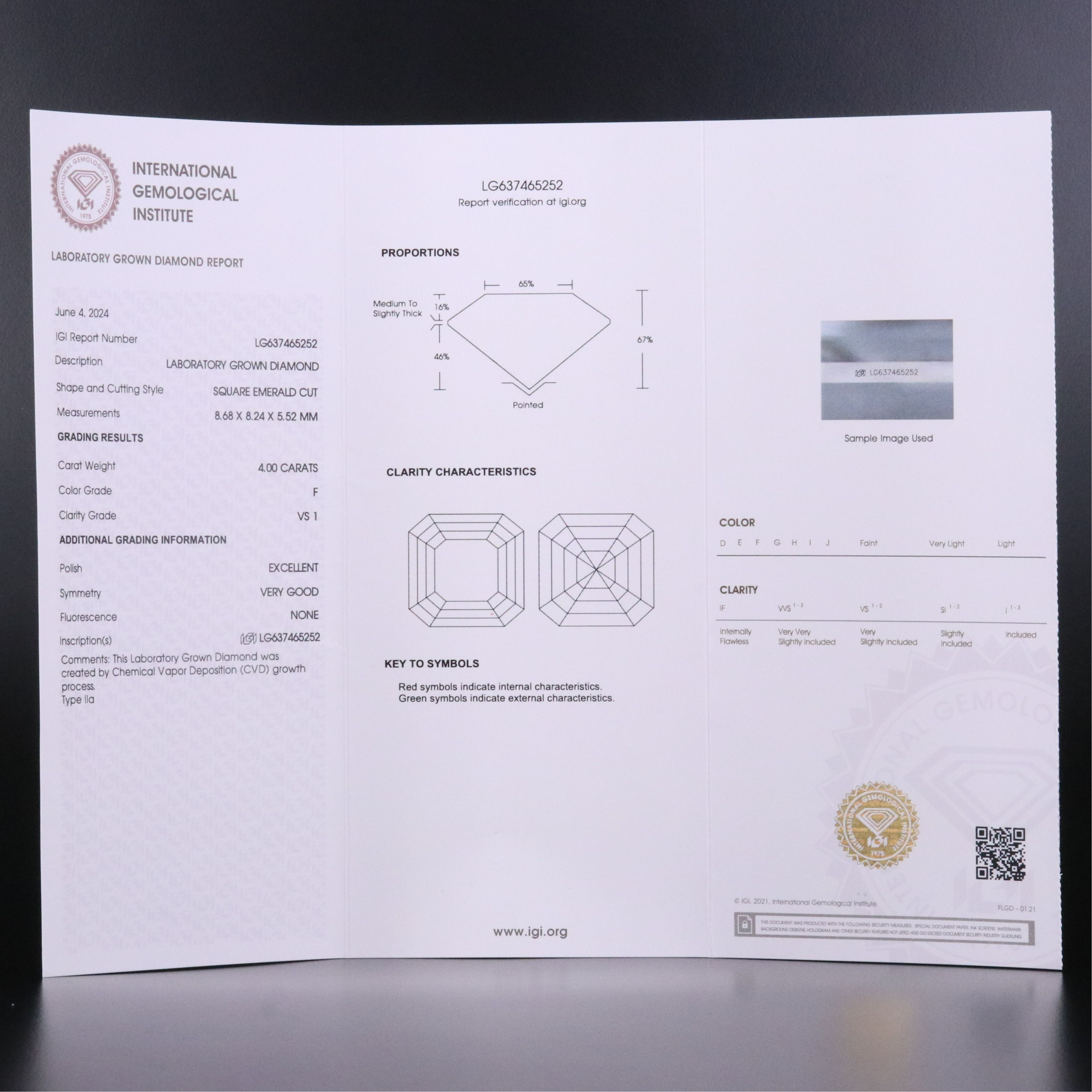 14K 4.00 CT Lab Grown Diamond Solitaire Ring with IGI Report