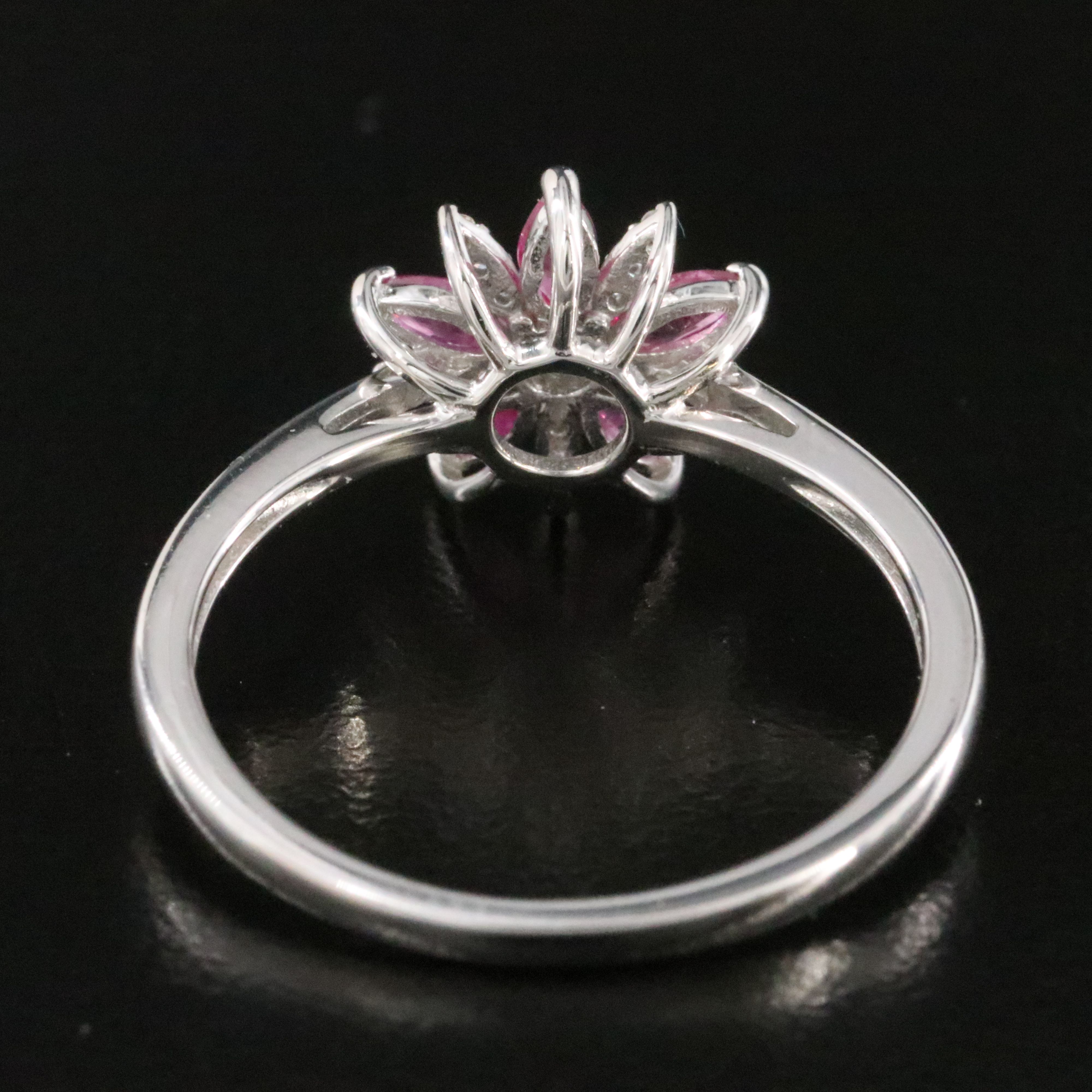 10K Pink Sapphire and Diamond Floral Ring