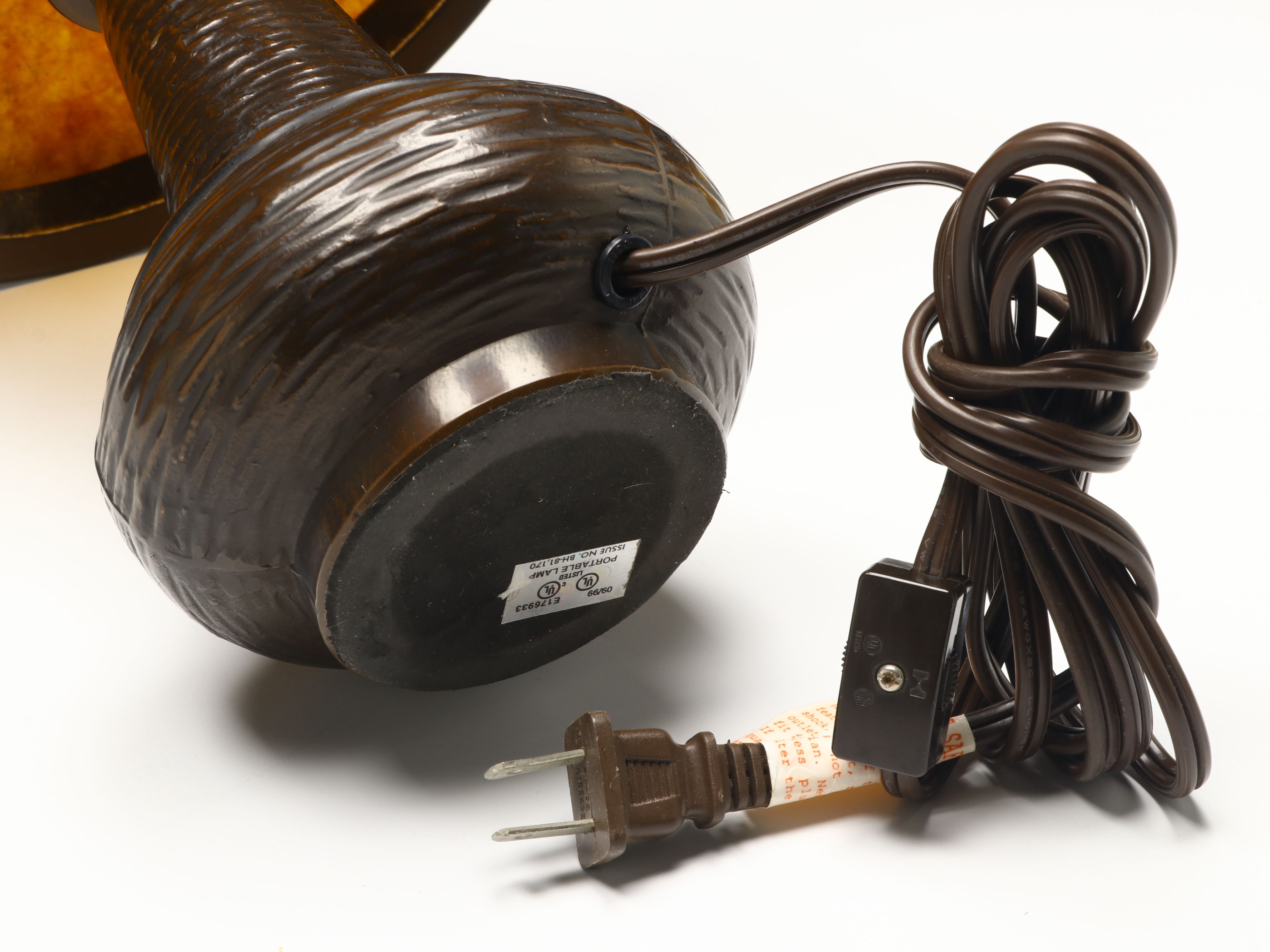 Arts & Crafts Style Accent Lamp with Mica Shade, Mercury Glass Candle Holders