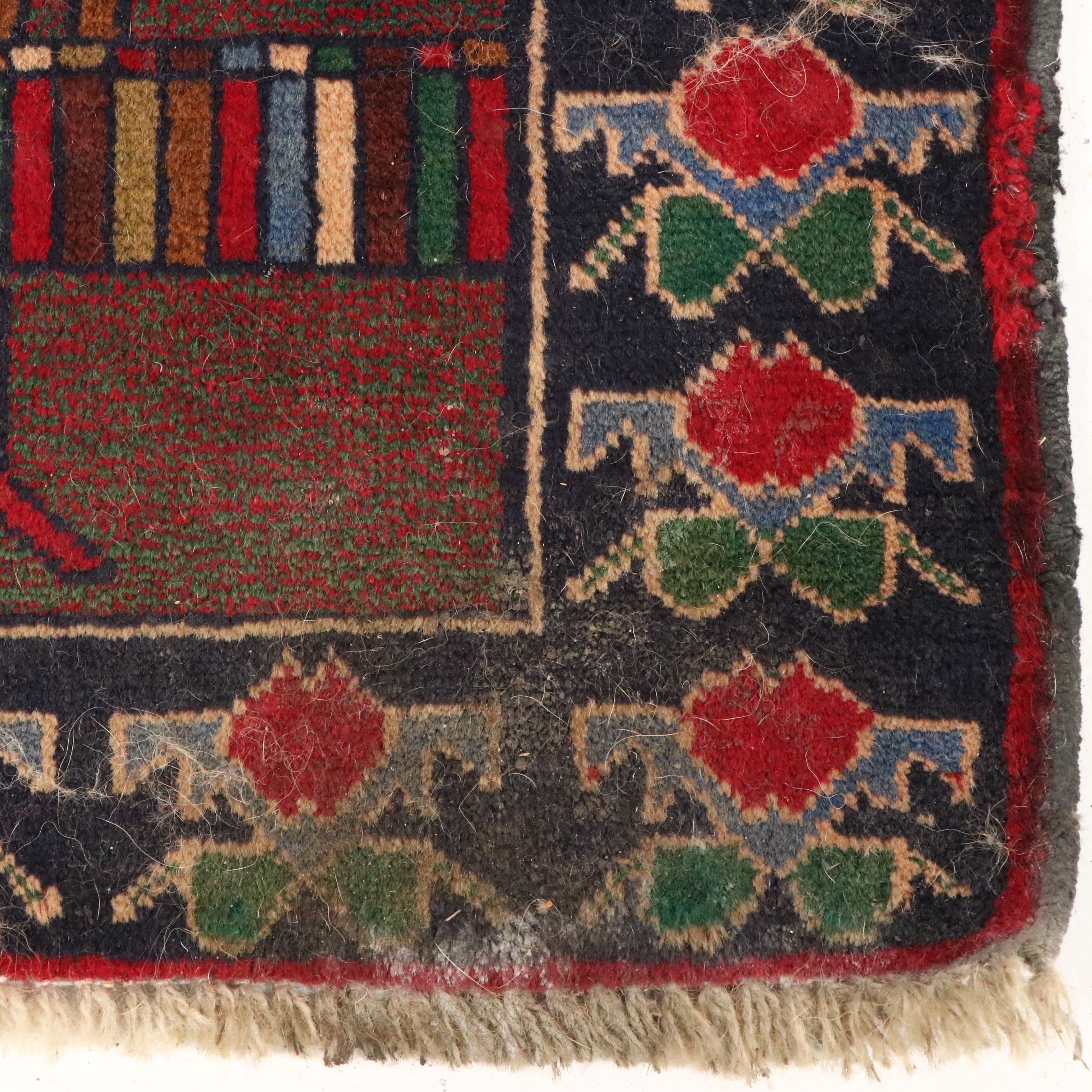 3'8 x 6'7 Hand-Knotted Afghan Baluch Pictorial War Area Rug