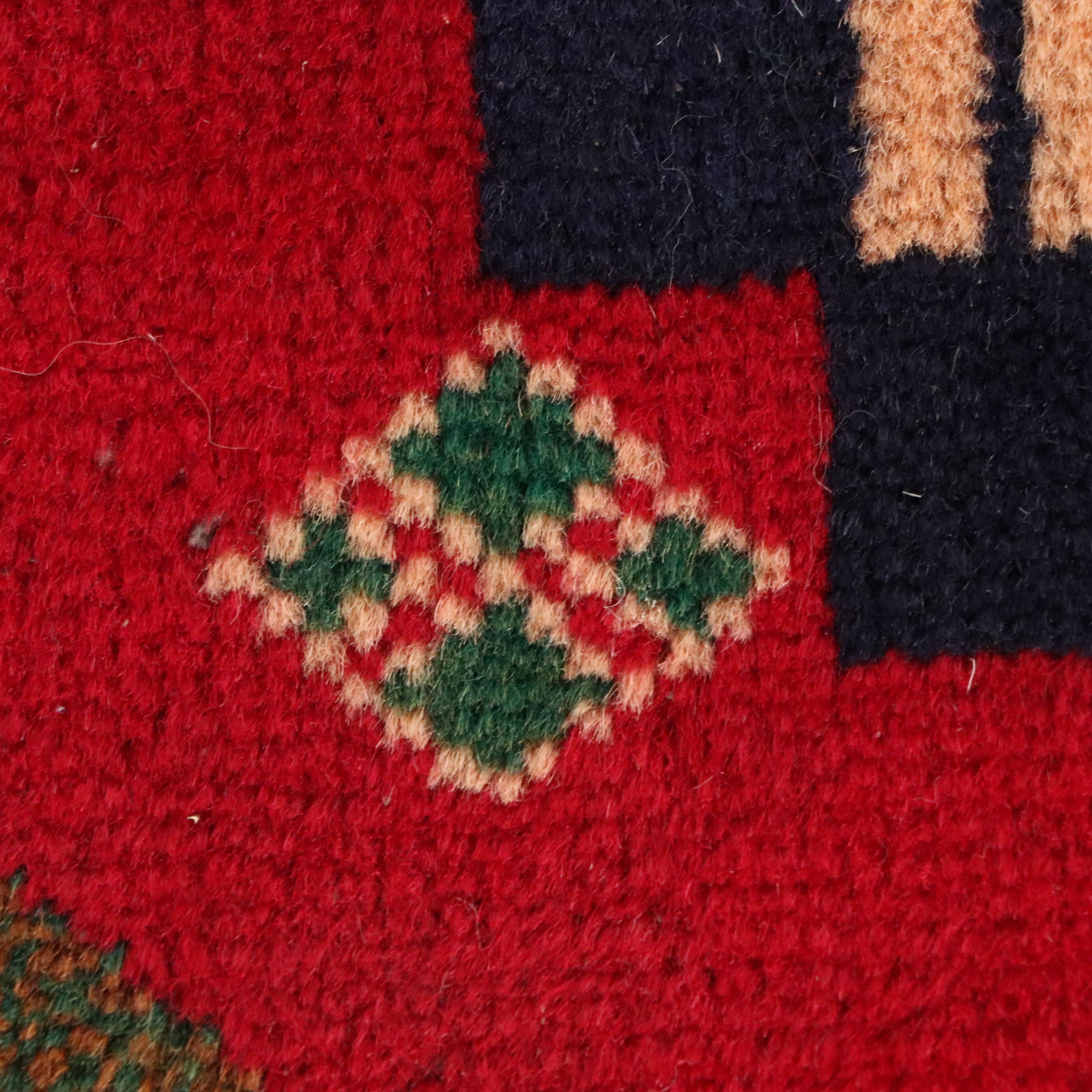 3'8 x 6'7 Hand-Knotted Afghan Baluch Pictorial War Area Rug