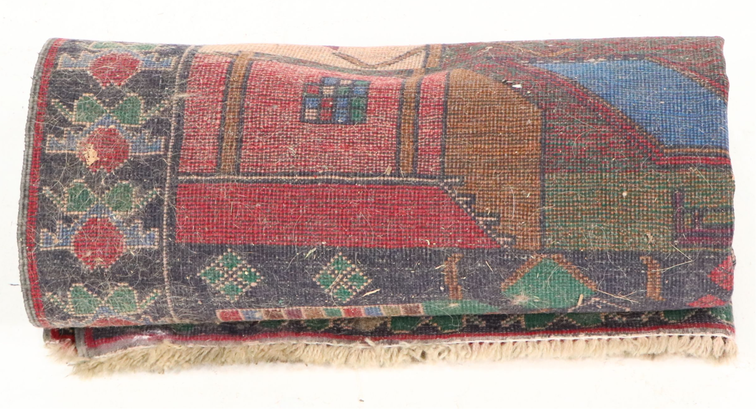 3'8 x 6'7 Hand-Knotted Afghan Baluch Pictorial War Area Rug