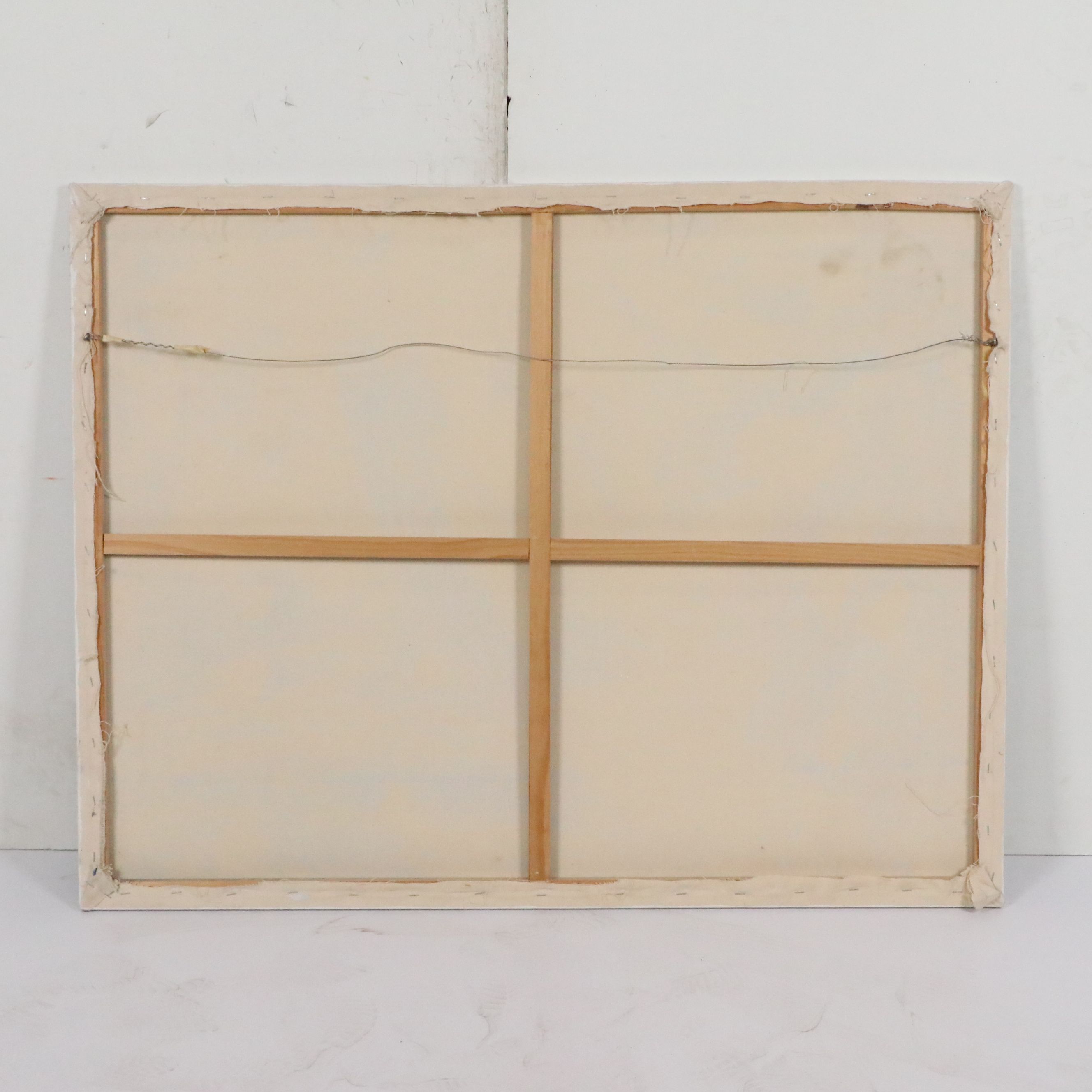 John Wilson Acrylic Painting of Baseball Players Over Yankee Stadium