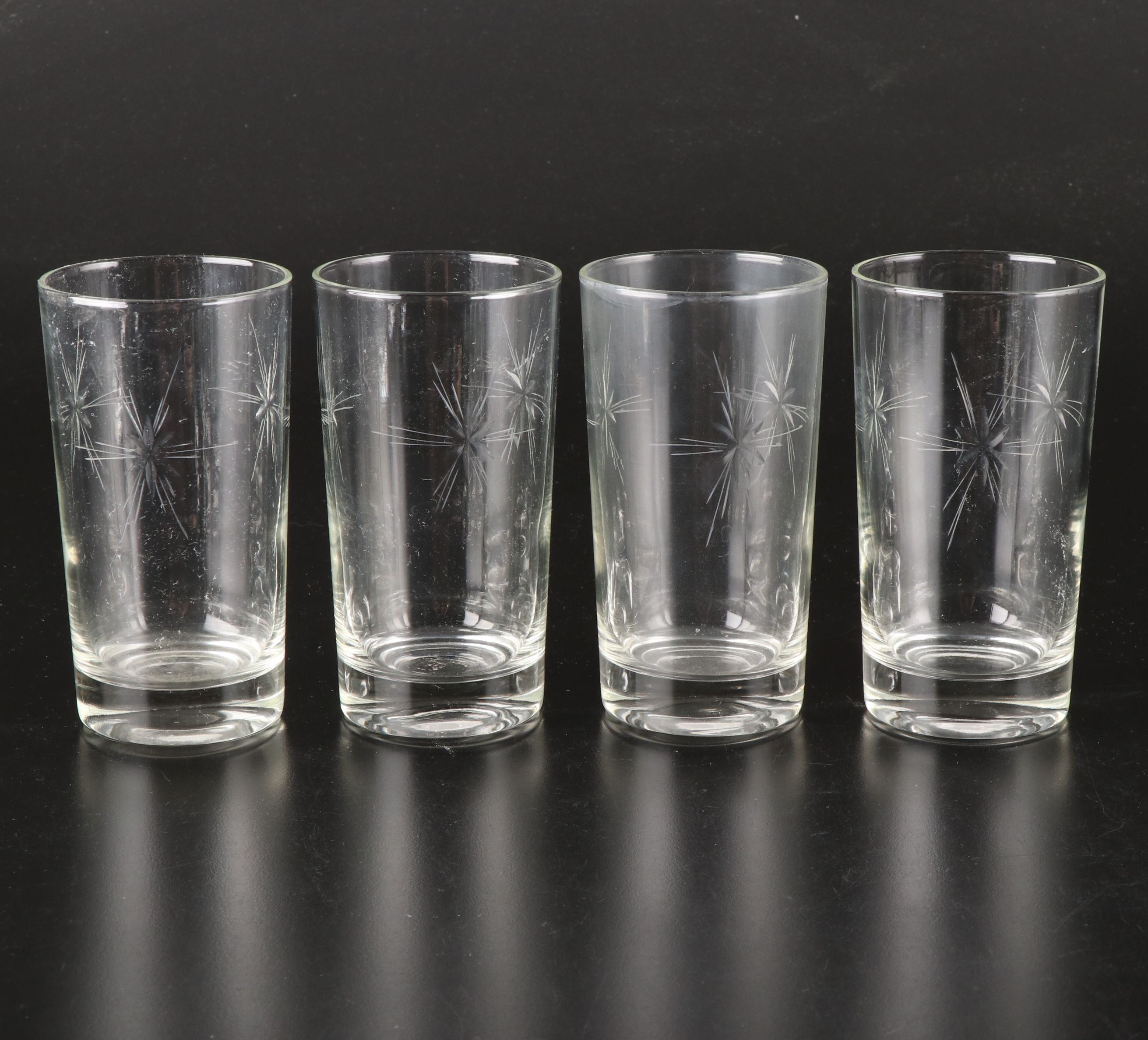 Etched Glass Highball and Old Fashioned Glasses