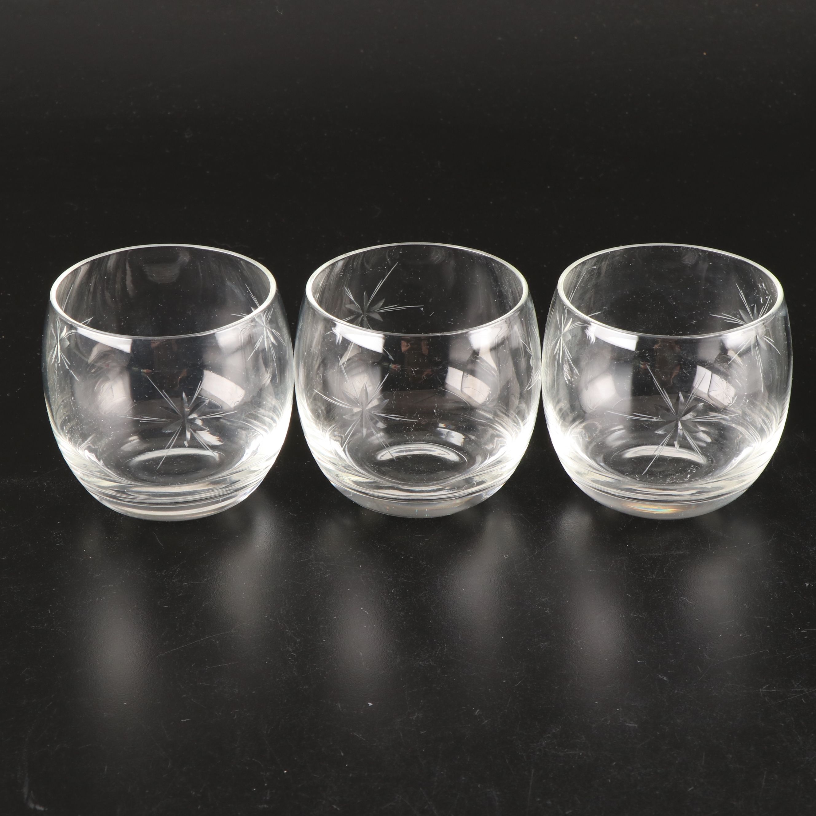 Etched Glass Highball and Old Fashioned Glasses