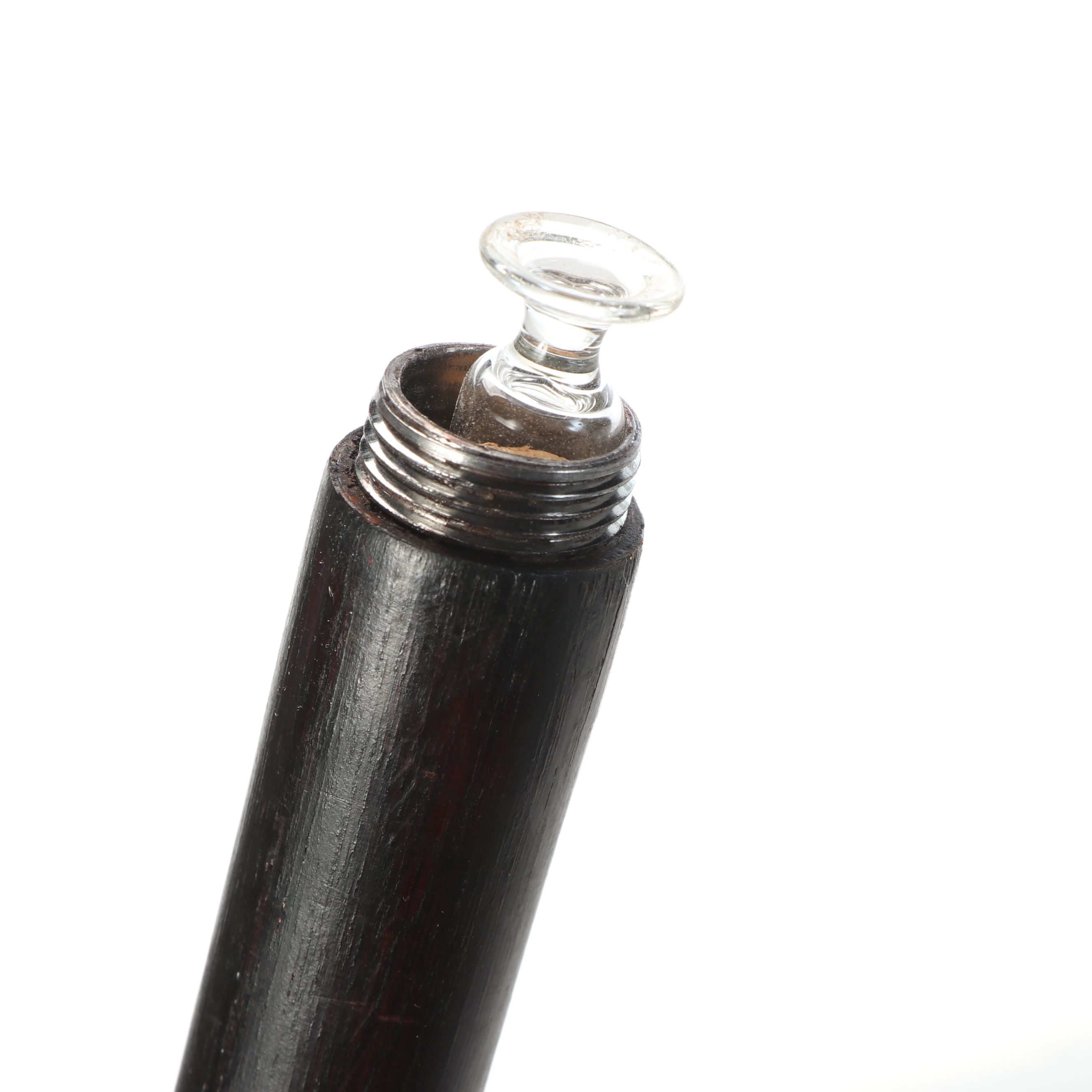 Wooden and Embossed Metal Flask Cane