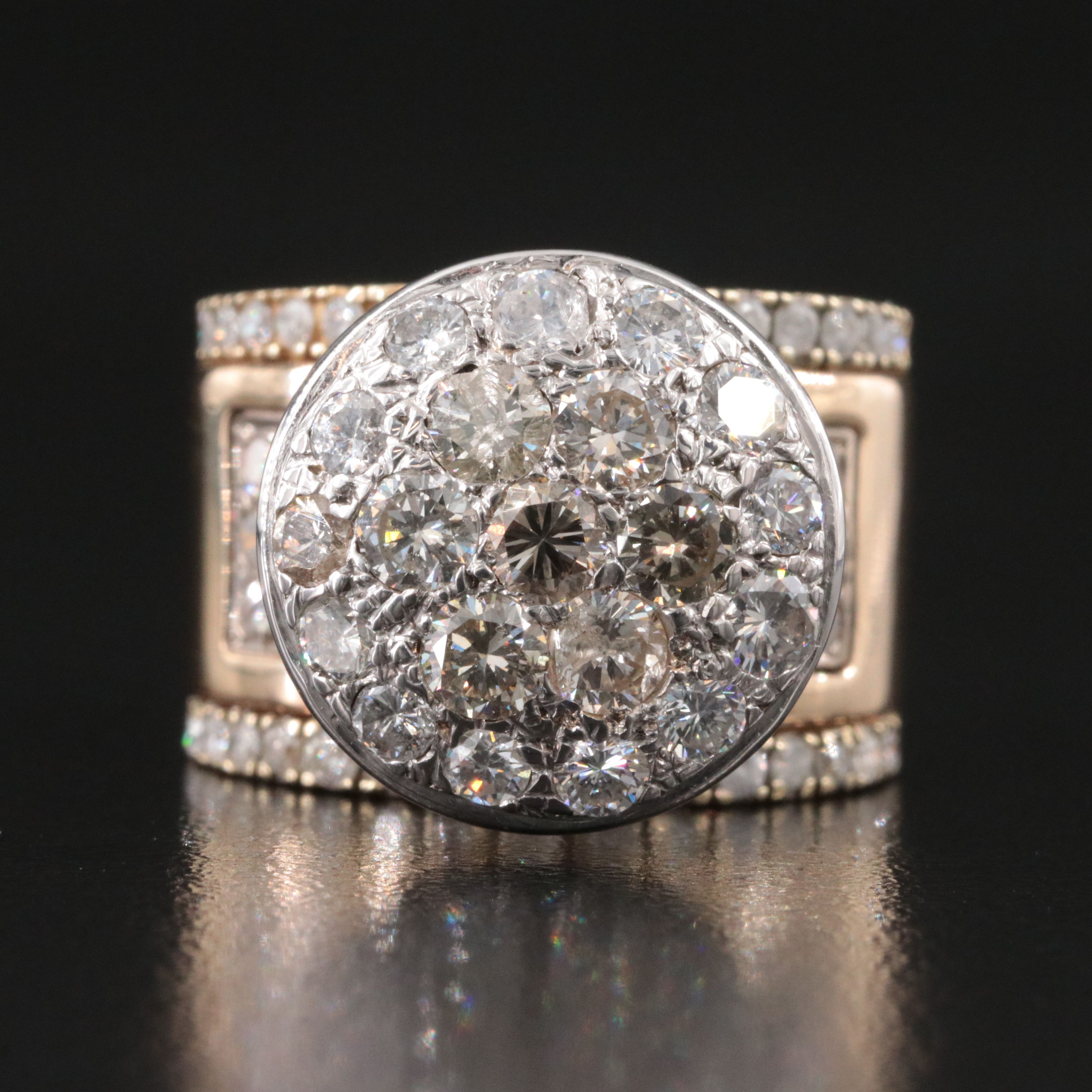 14K 3.46 CTW Diamond Cluster Top Ring