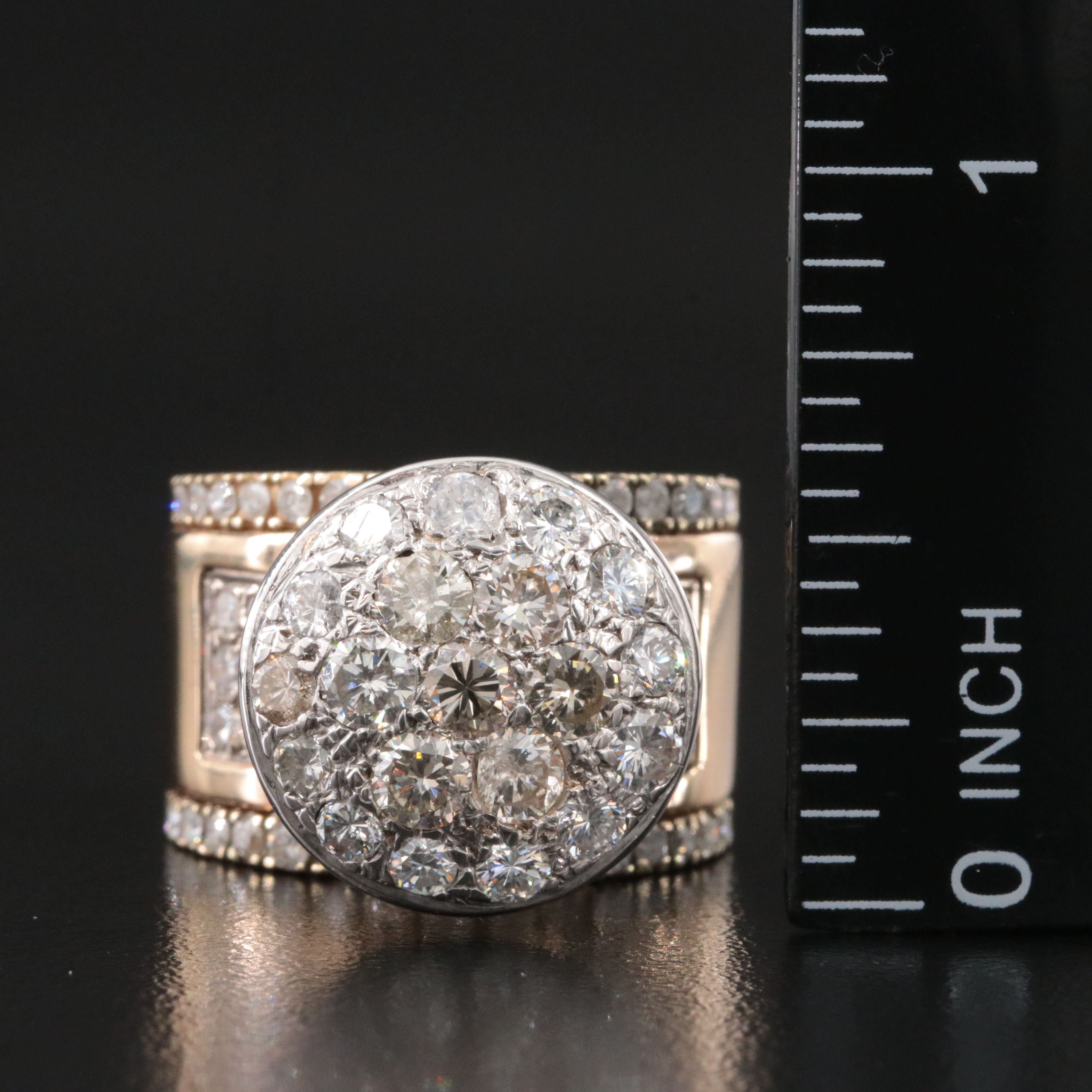 14K 3.46 CTW Diamond Cluster Top Ring