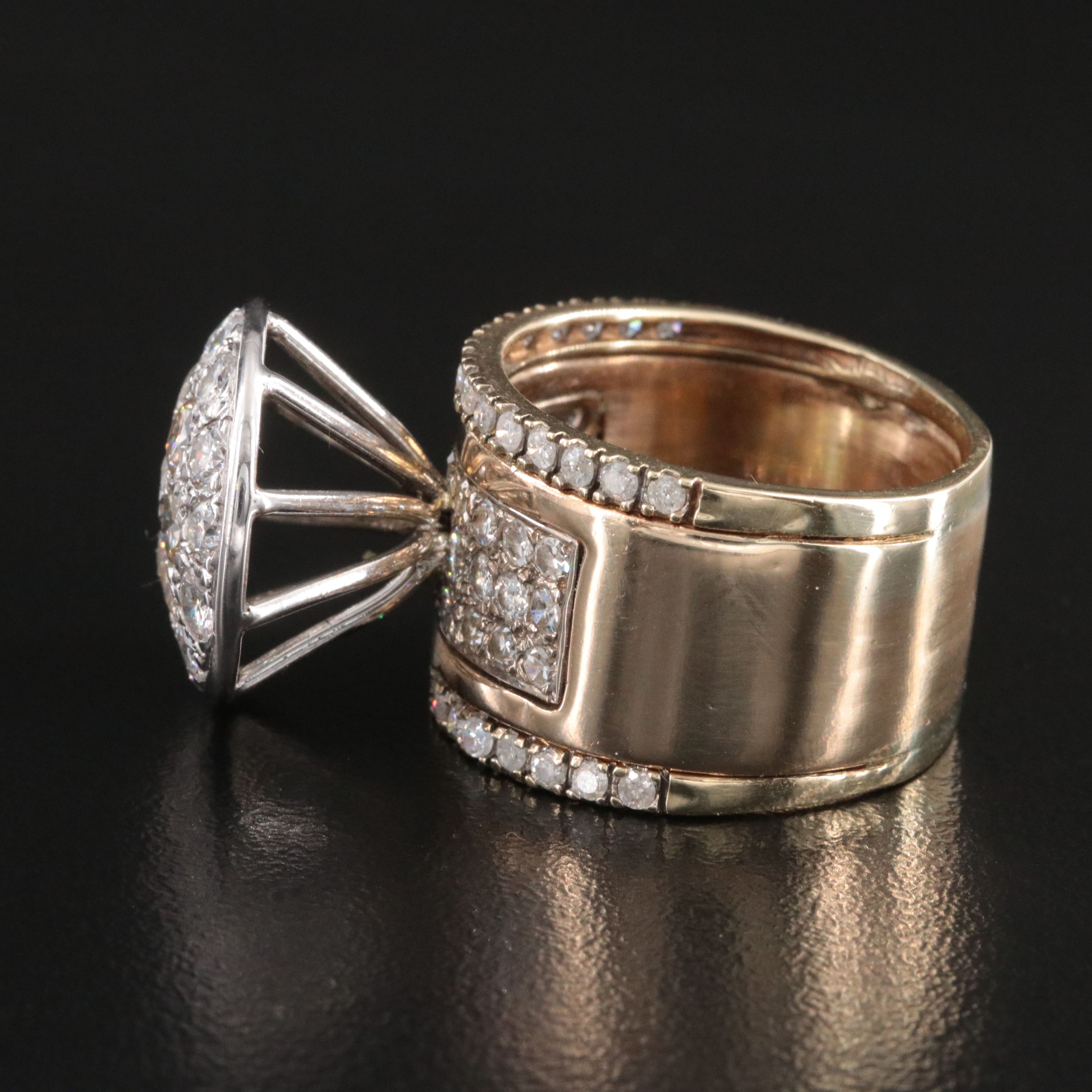 14K 3.46 CTW Diamond Cluster Top Ring