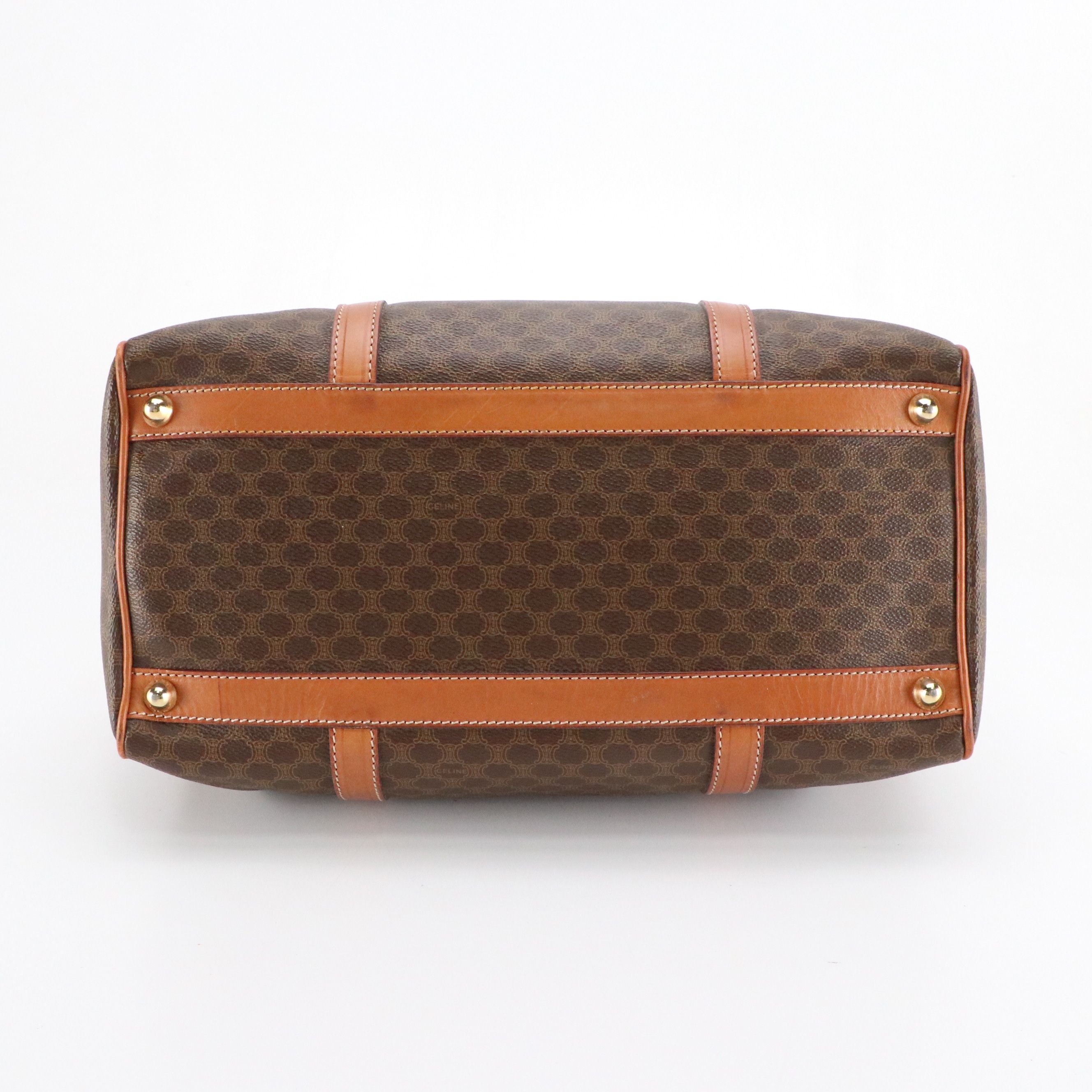 Celine Boston Bag in Macadam Canvas with Leather Trim