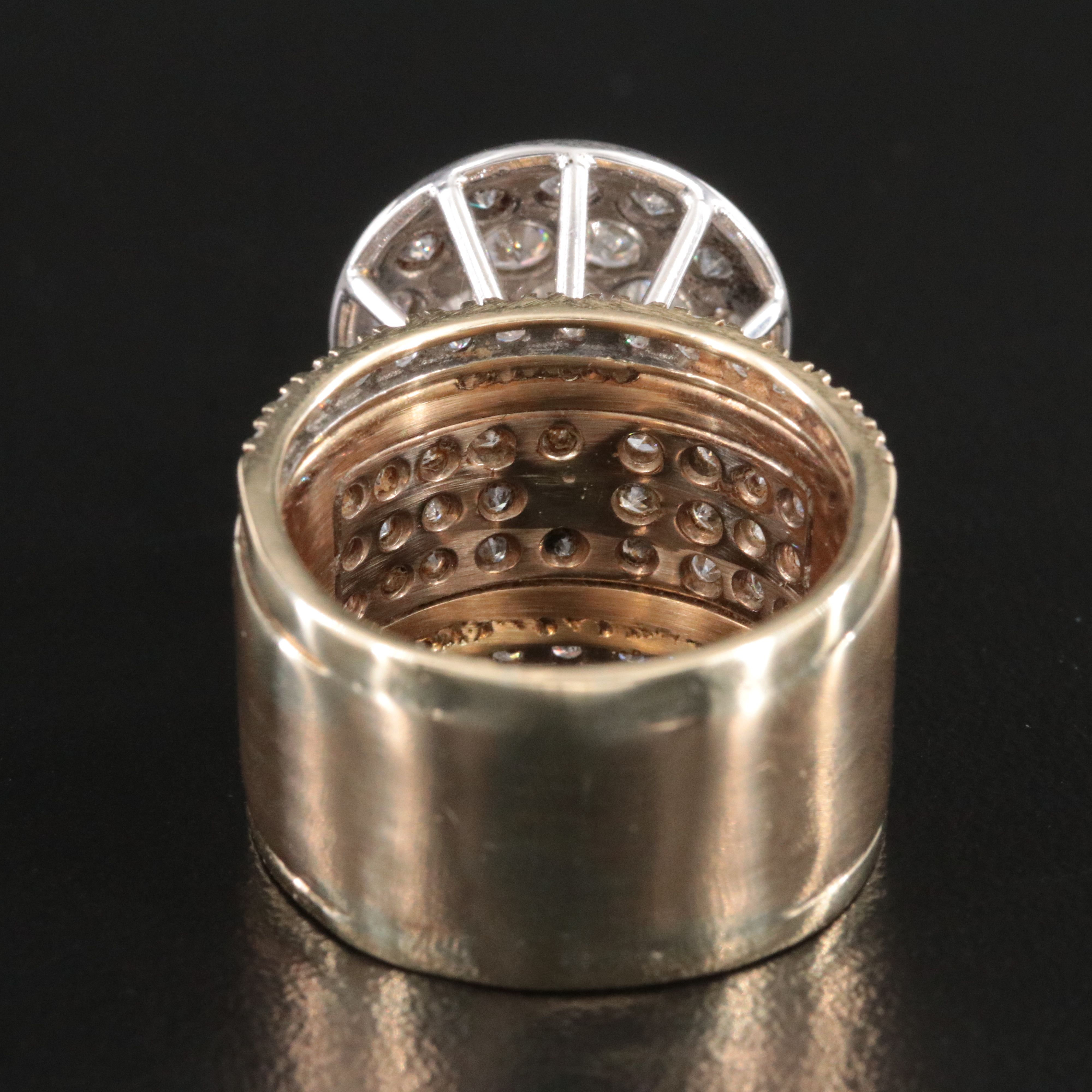 14K 3.46 CTW Diamond Cluster Top Ring