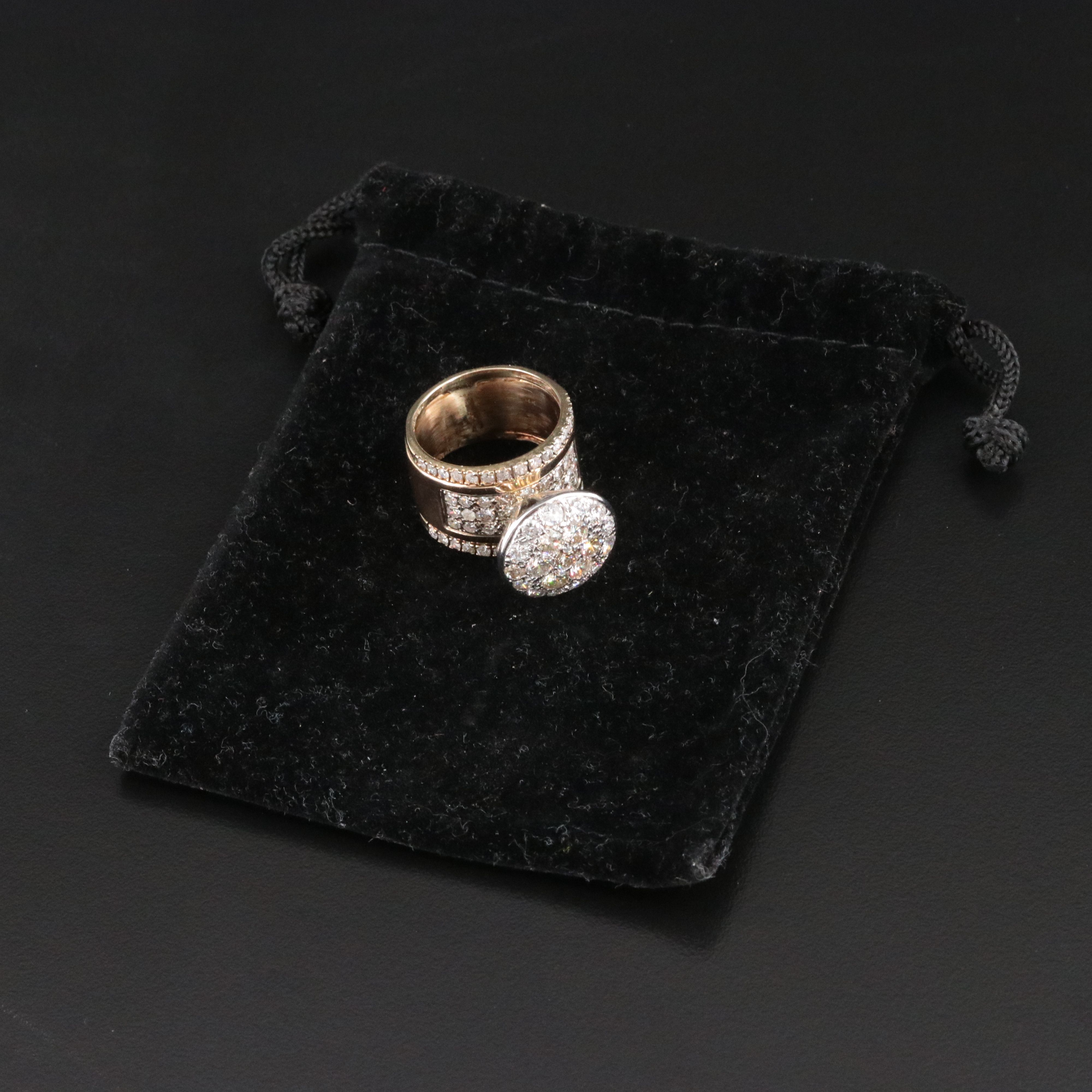 14K 3.46 CTW Diamond Cluster Top Ring