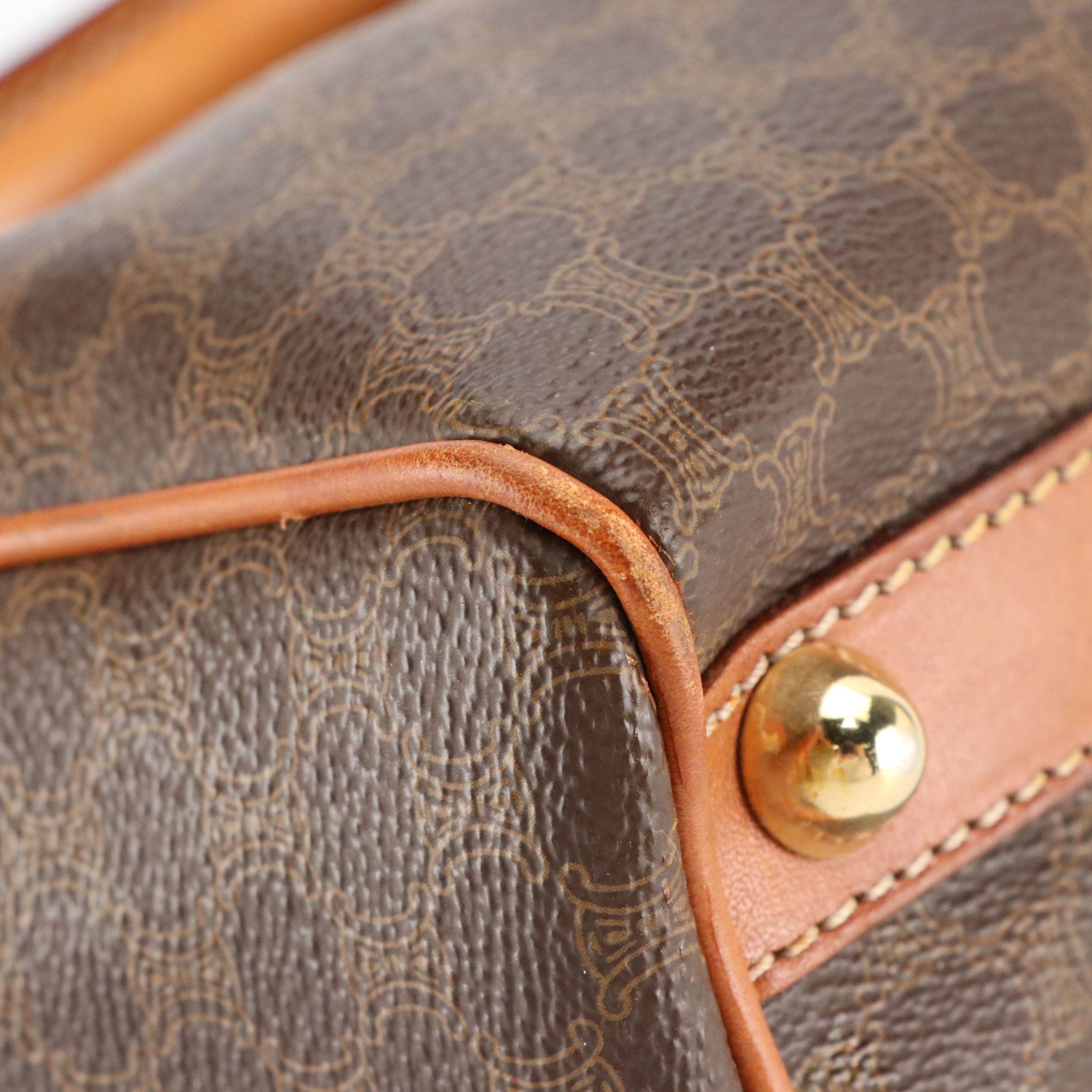 Celine Boston Bag in Macadam Canvas with Leather Trim