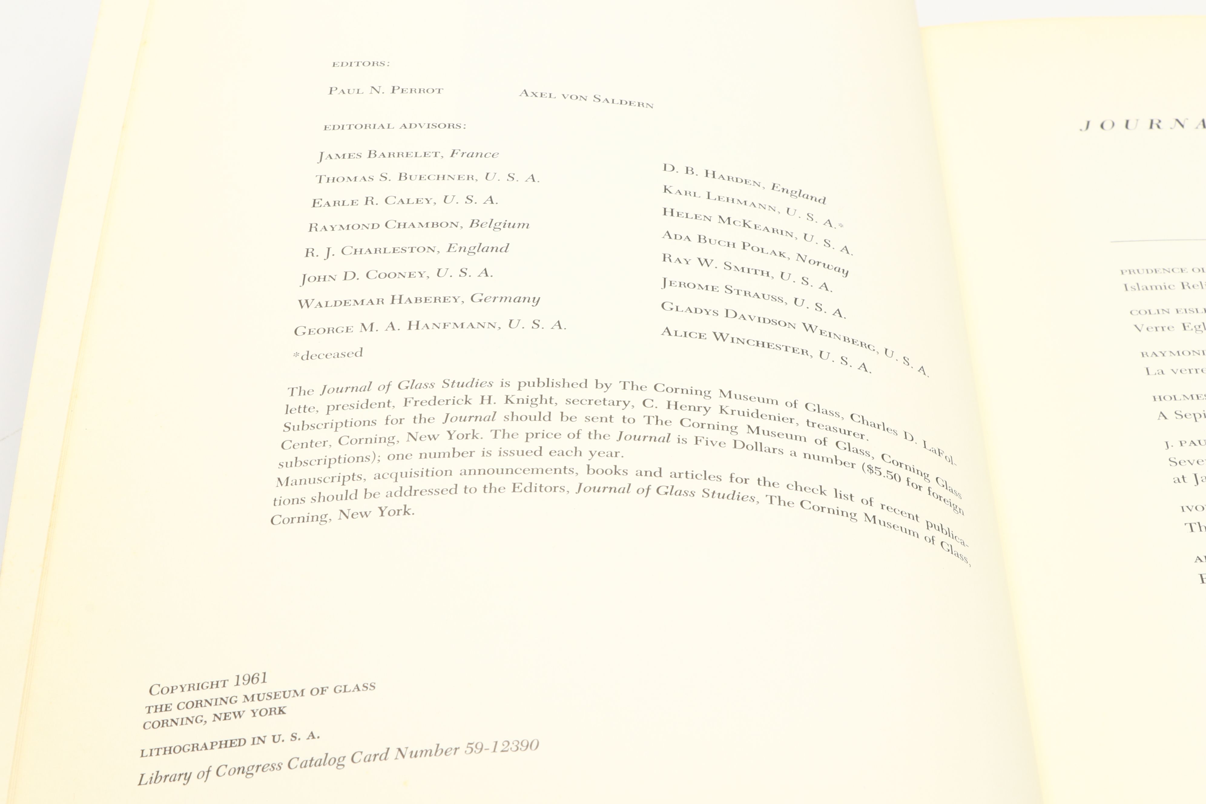 Journal of Glass Studies Publications Collection