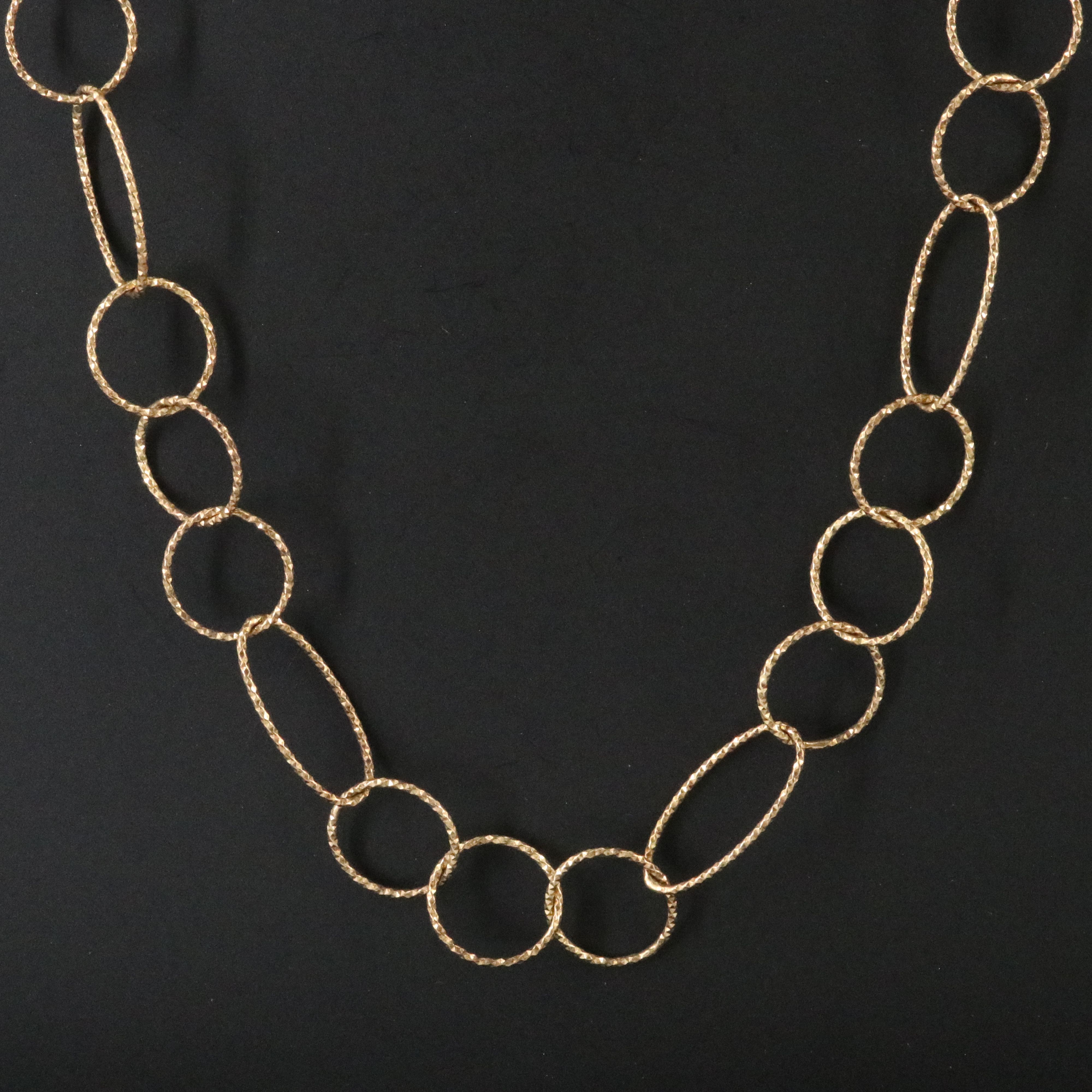 Sterling Circle Link Necklace with Diamond-Cut Finish