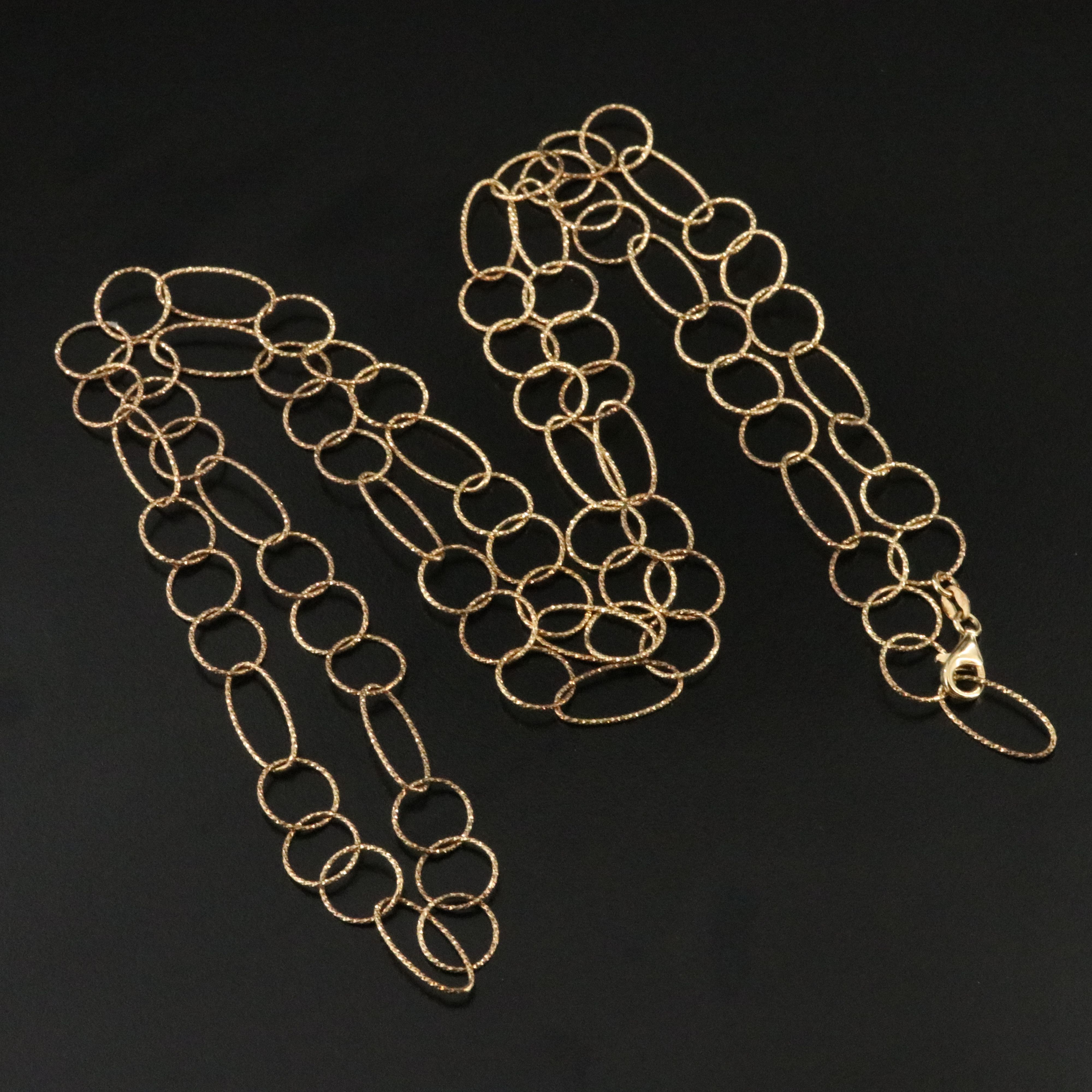 Sterling Circle Link Necklace with Diamond-Cut Finish