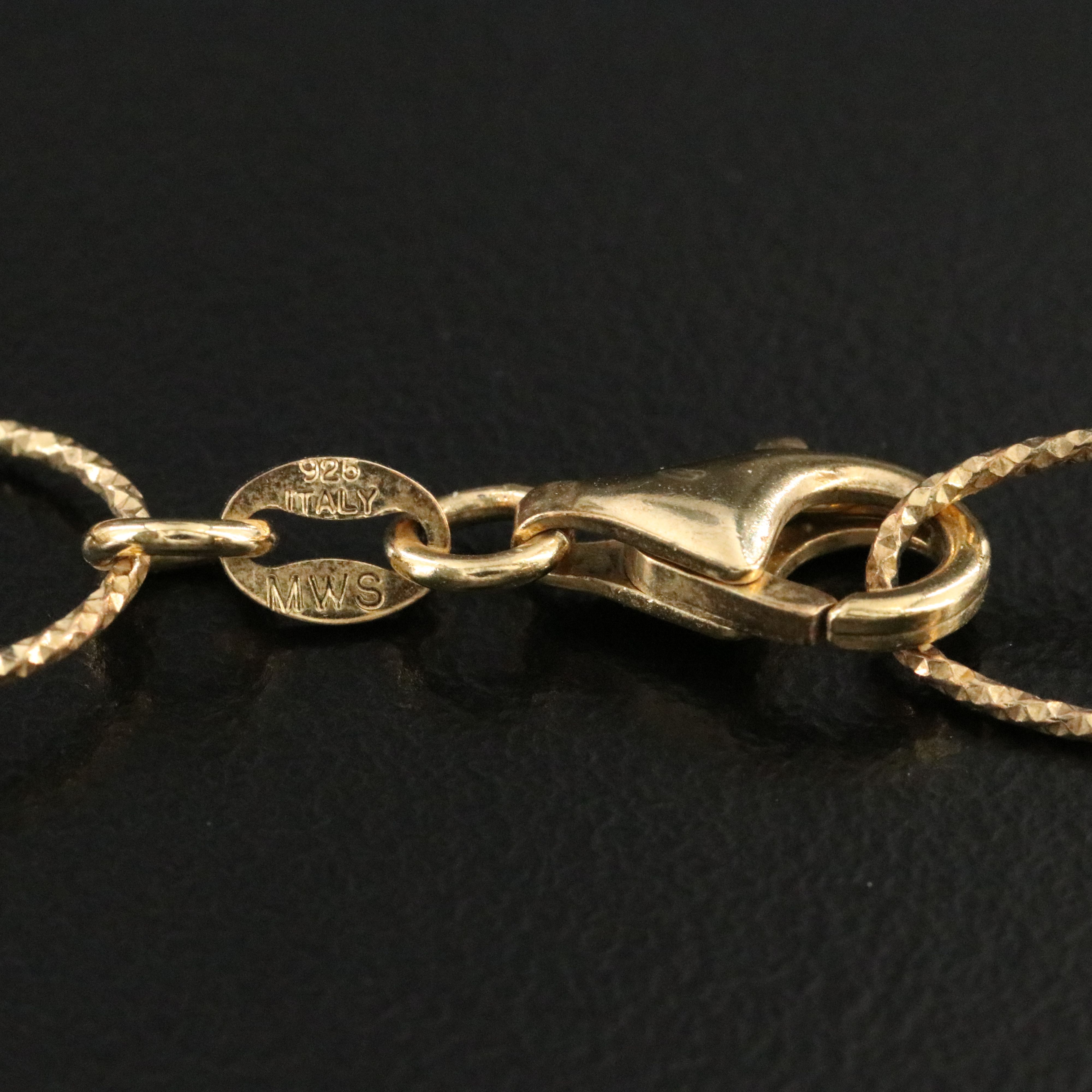 Sterling Circle Link Necklace with Diamond-Cut Finish