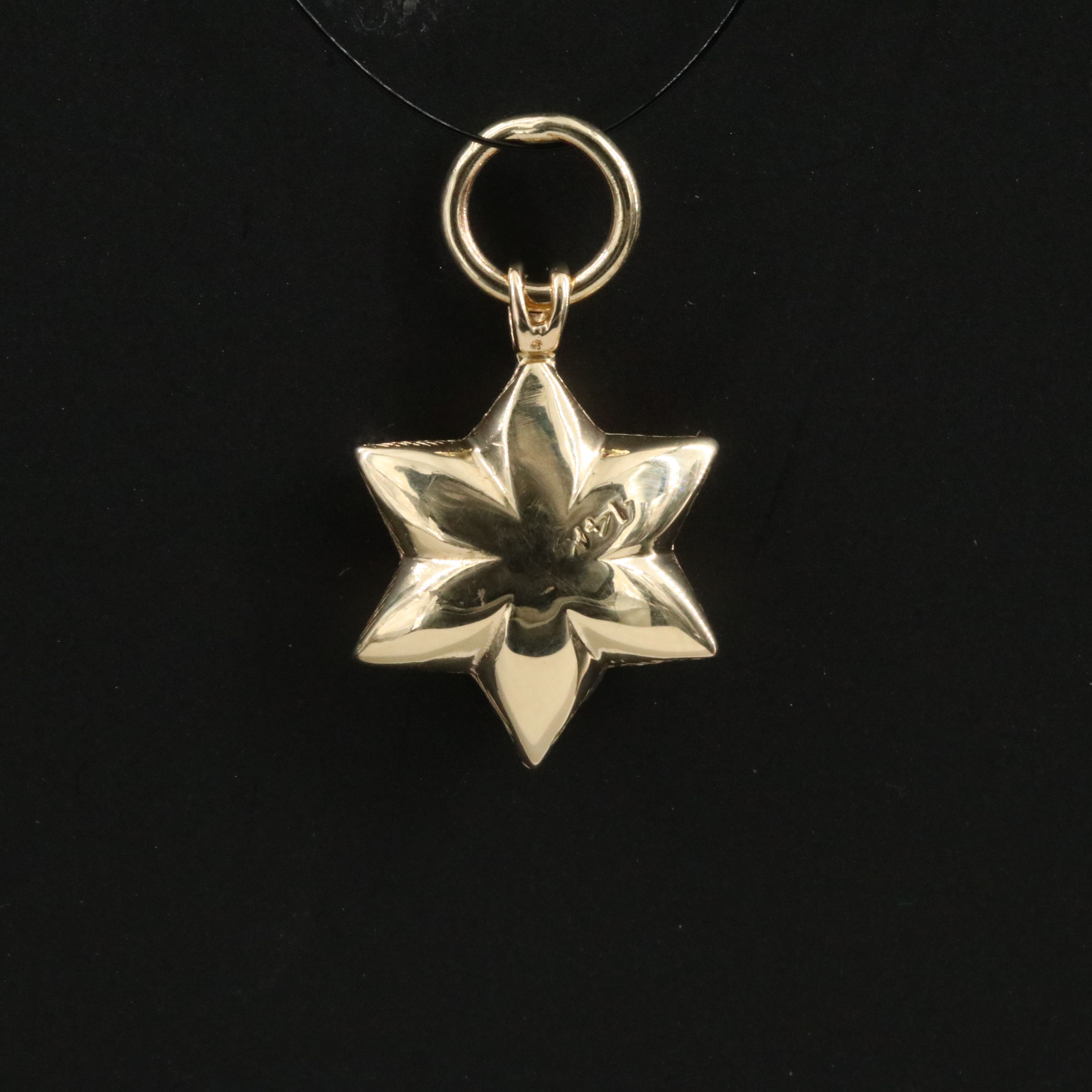 14K 0.04 CT Diamond Articulated Star of David Pendant