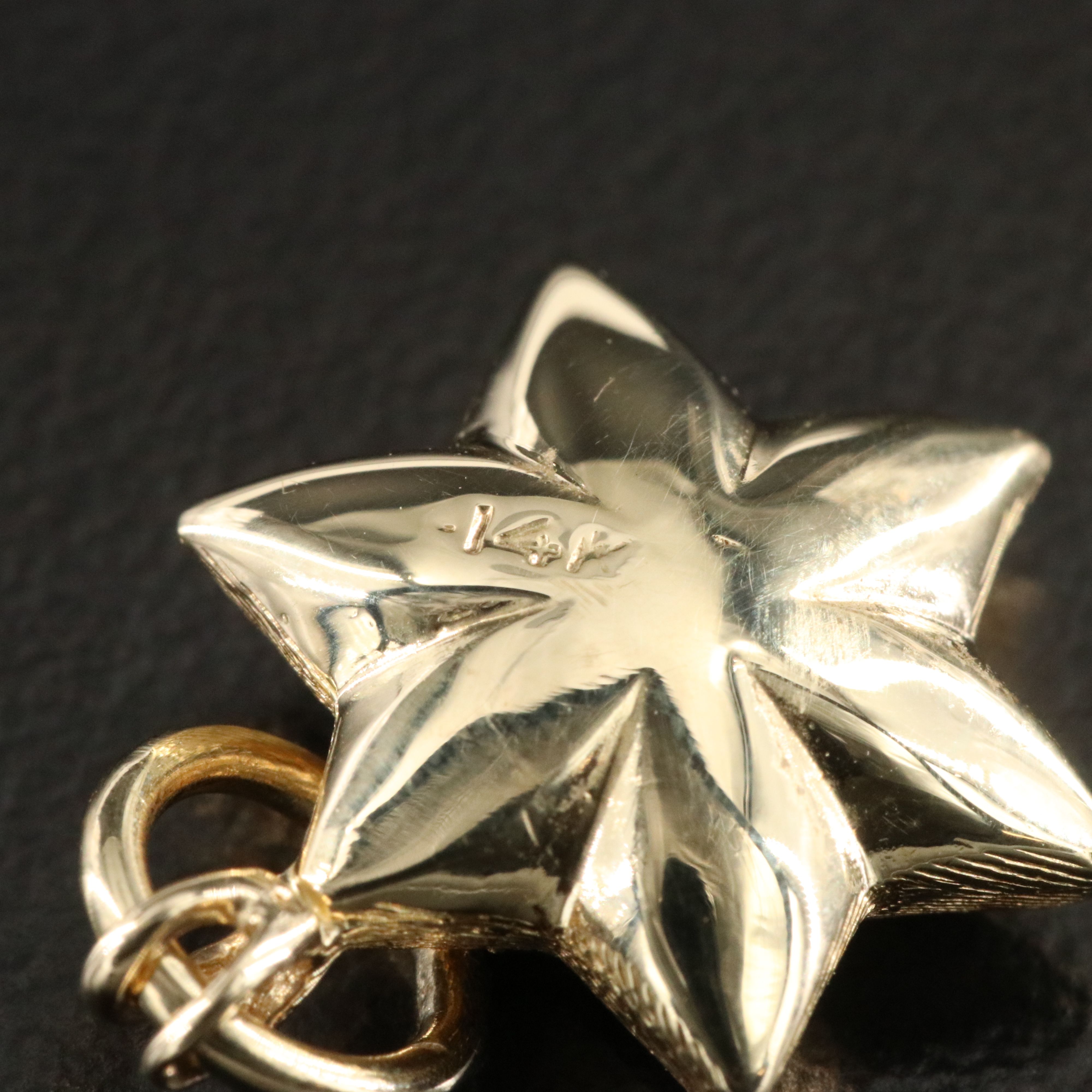 14K 0.04 CT Diamond Articulated Star of David Pendant