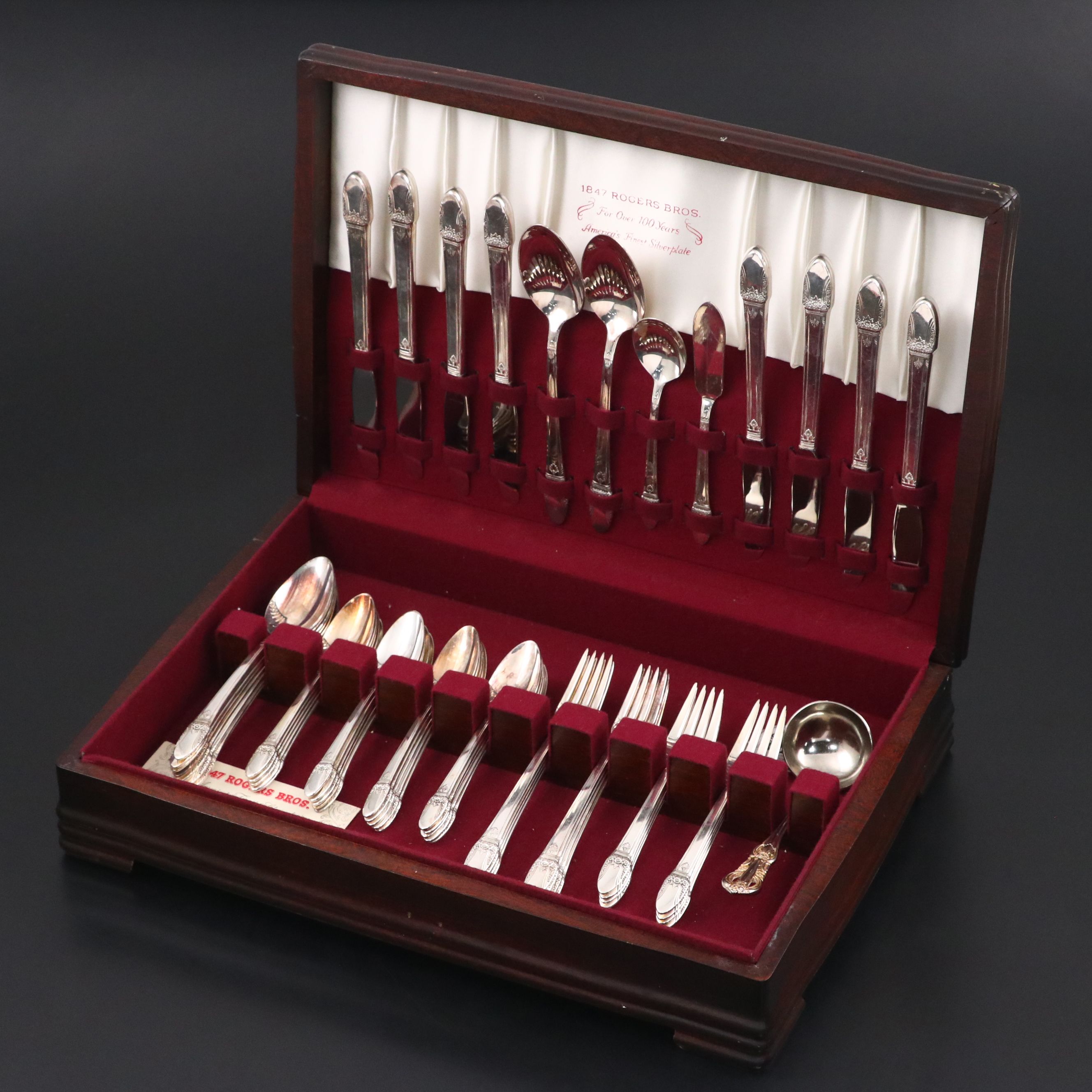 1847 Rogers Bros. "First Love" Silver Plate Flatware with Other Ladle