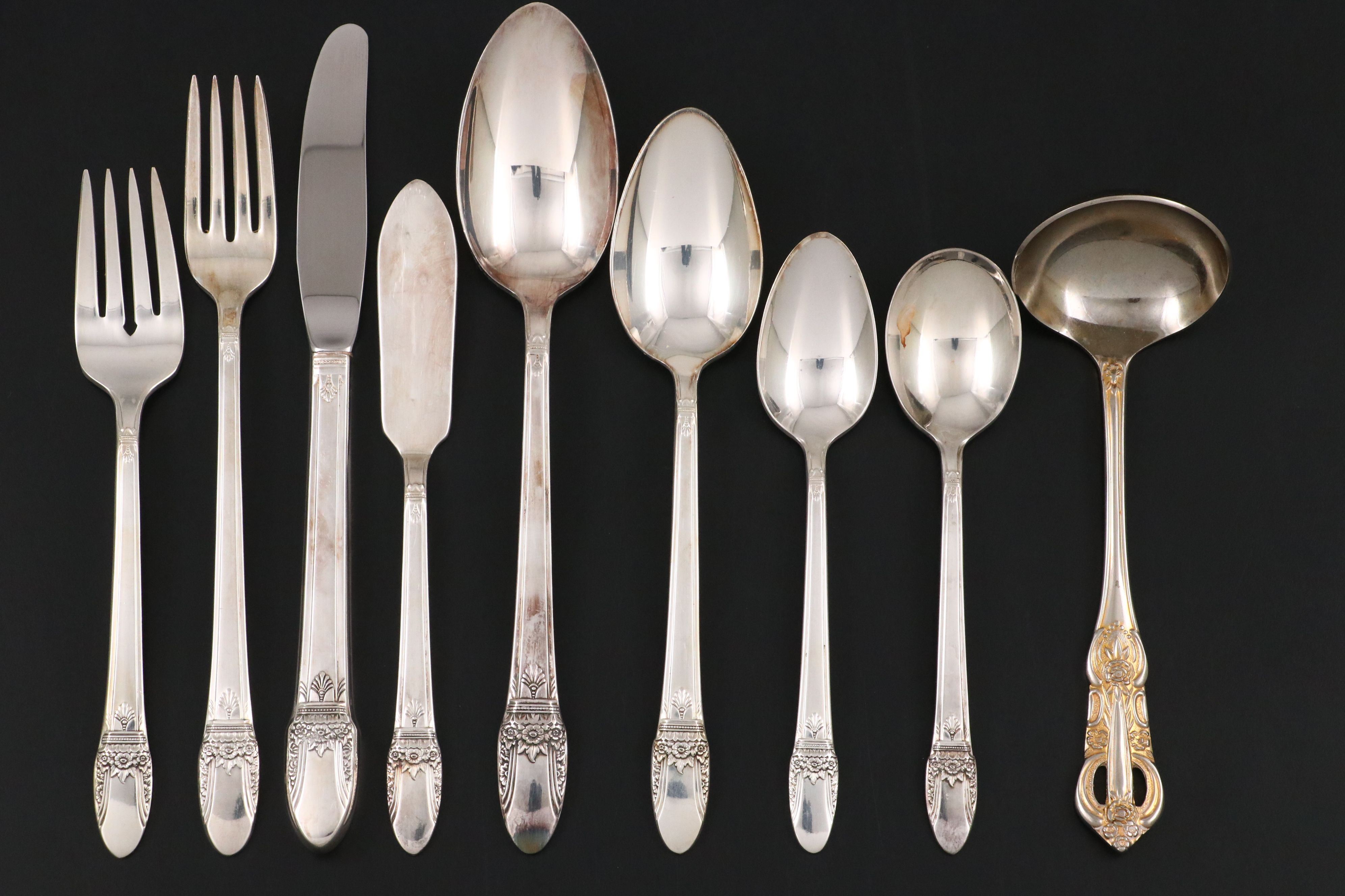 1847 Rogers Bros. "First Love" Silver Plate Flatware with Other Ladle