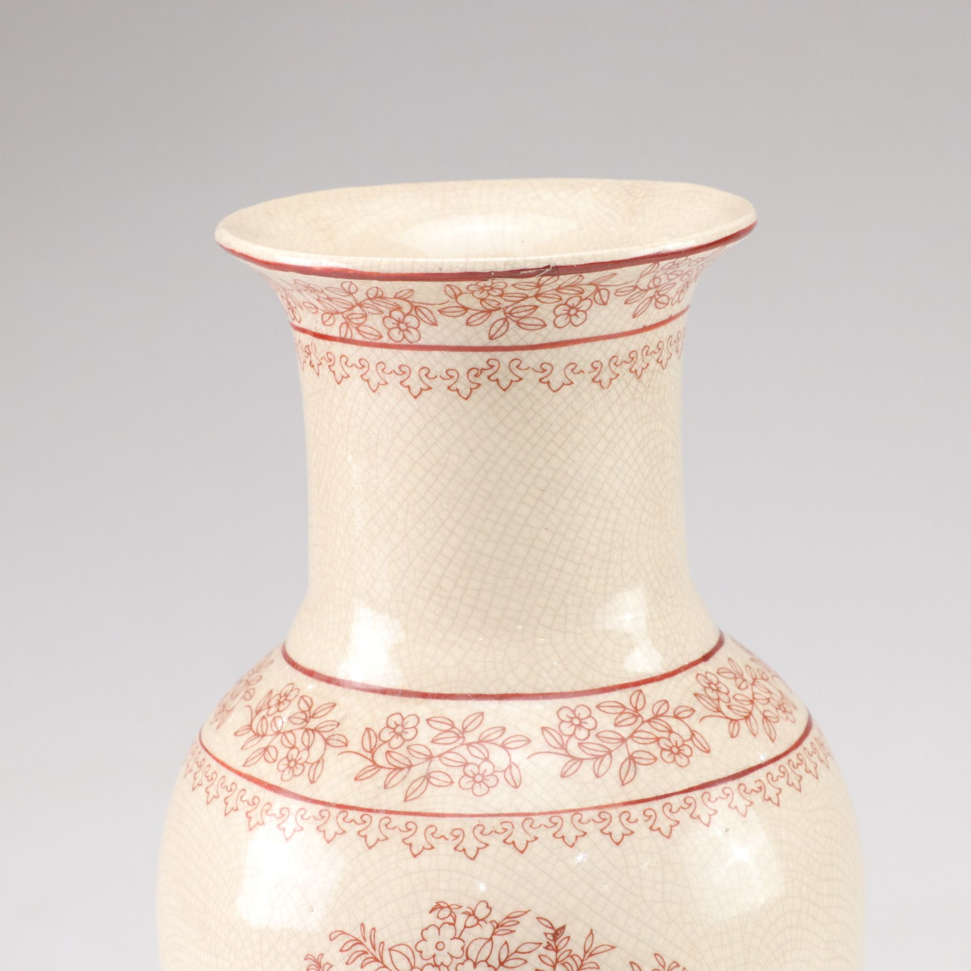 Floral Stencil Motif Bouquet Vase with Yellow and Green Bud Vase