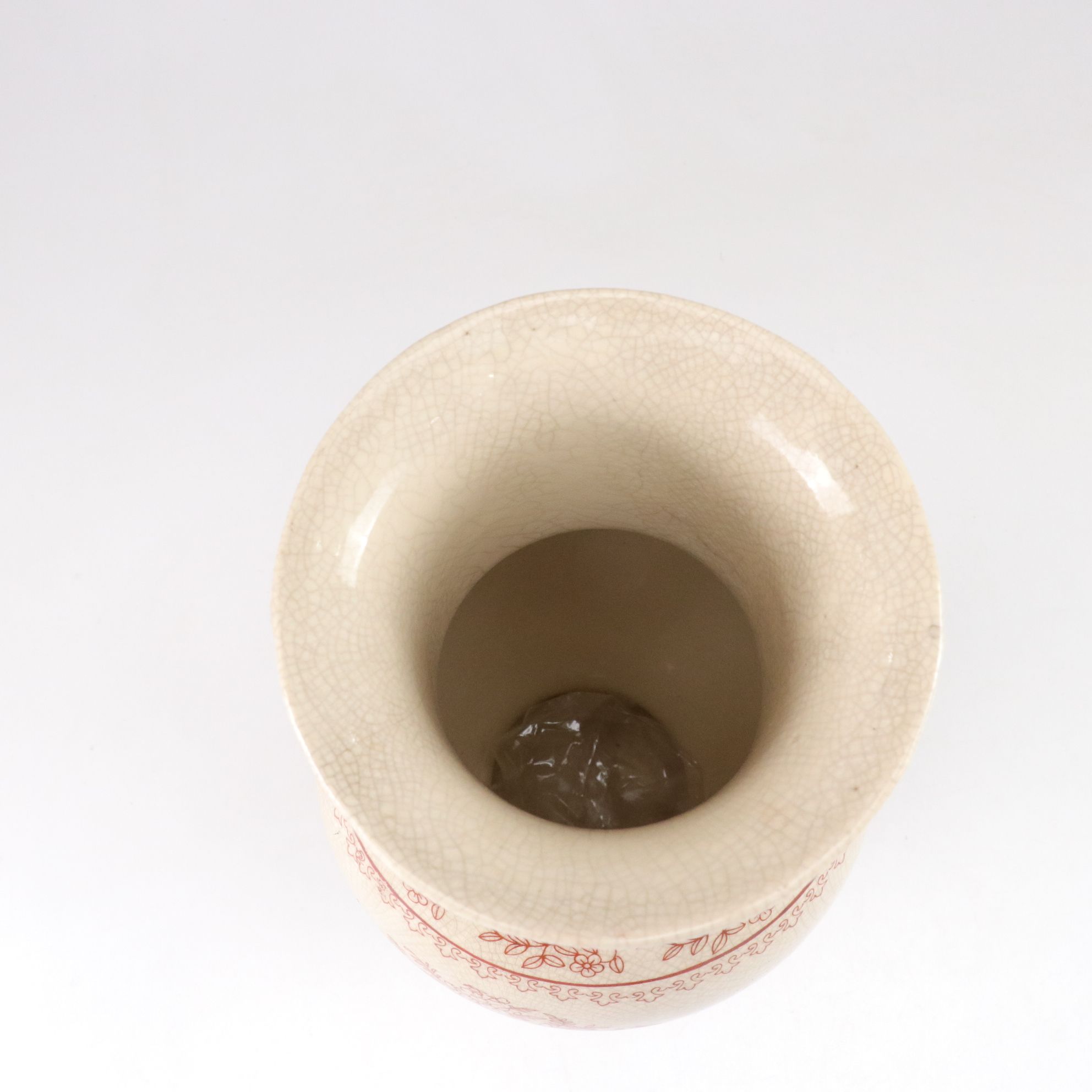 Floral Stencil Motif Bouquet Vase with Yellow and Green Bud Vase