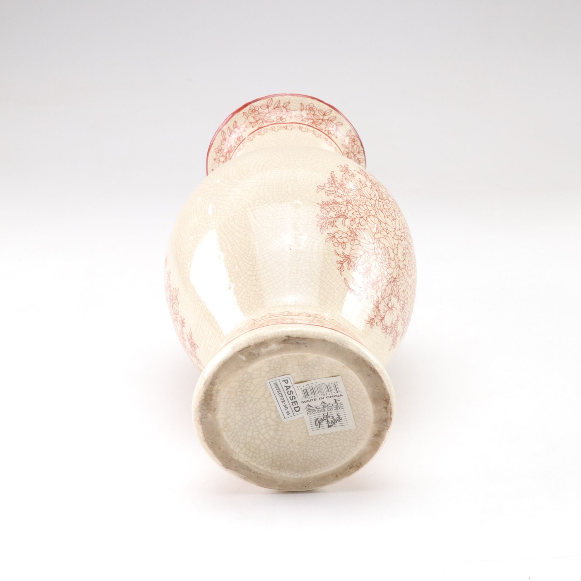 Floral Stencil Motif Bouquet Vase with Yellow and Green Bud Vase