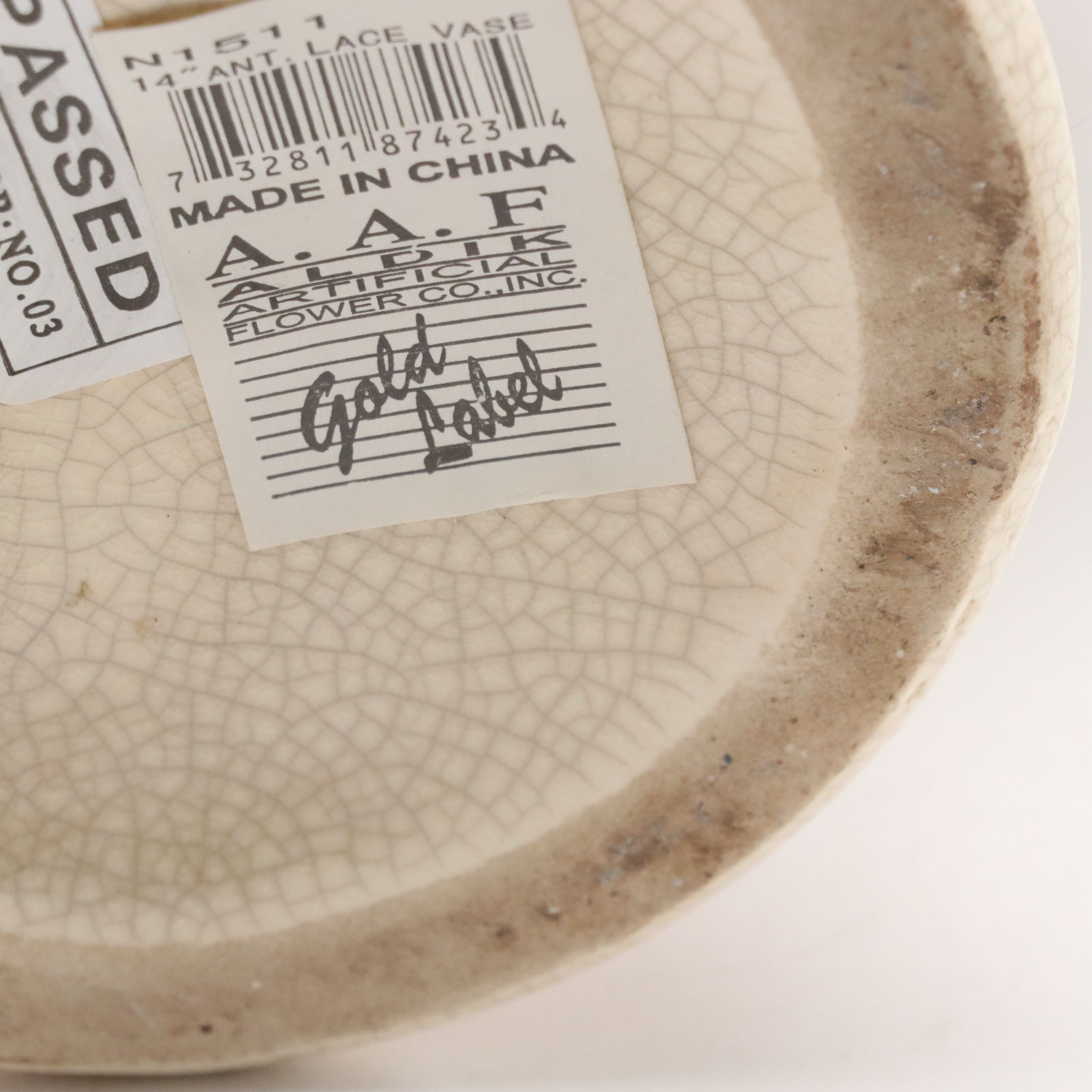 Floral Stencil Motif Bouquet Vase with Yellow and Green Bud Vase