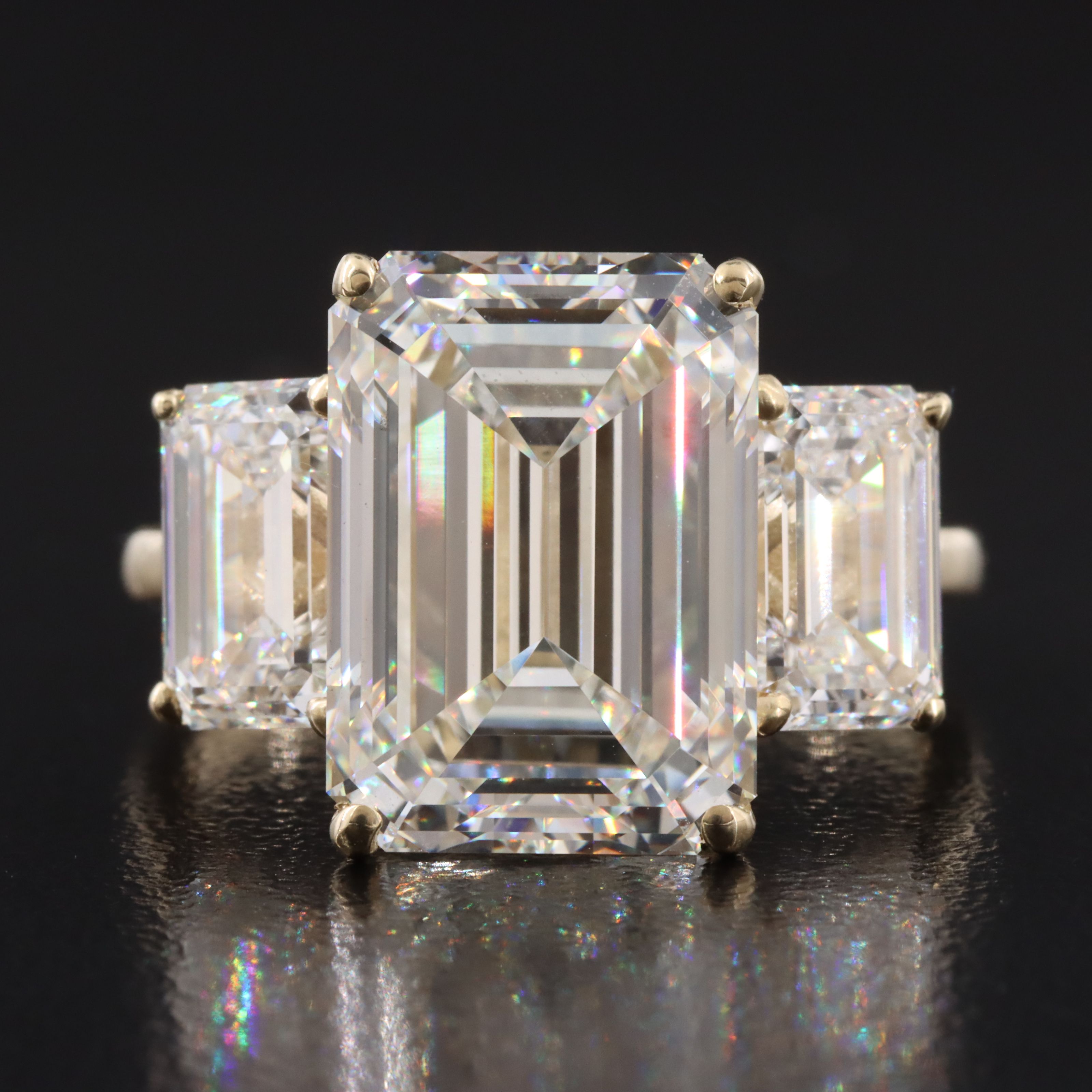 14K 10.63 CTW Lab Grown Diamond Three Stone Ring with IGI Reports