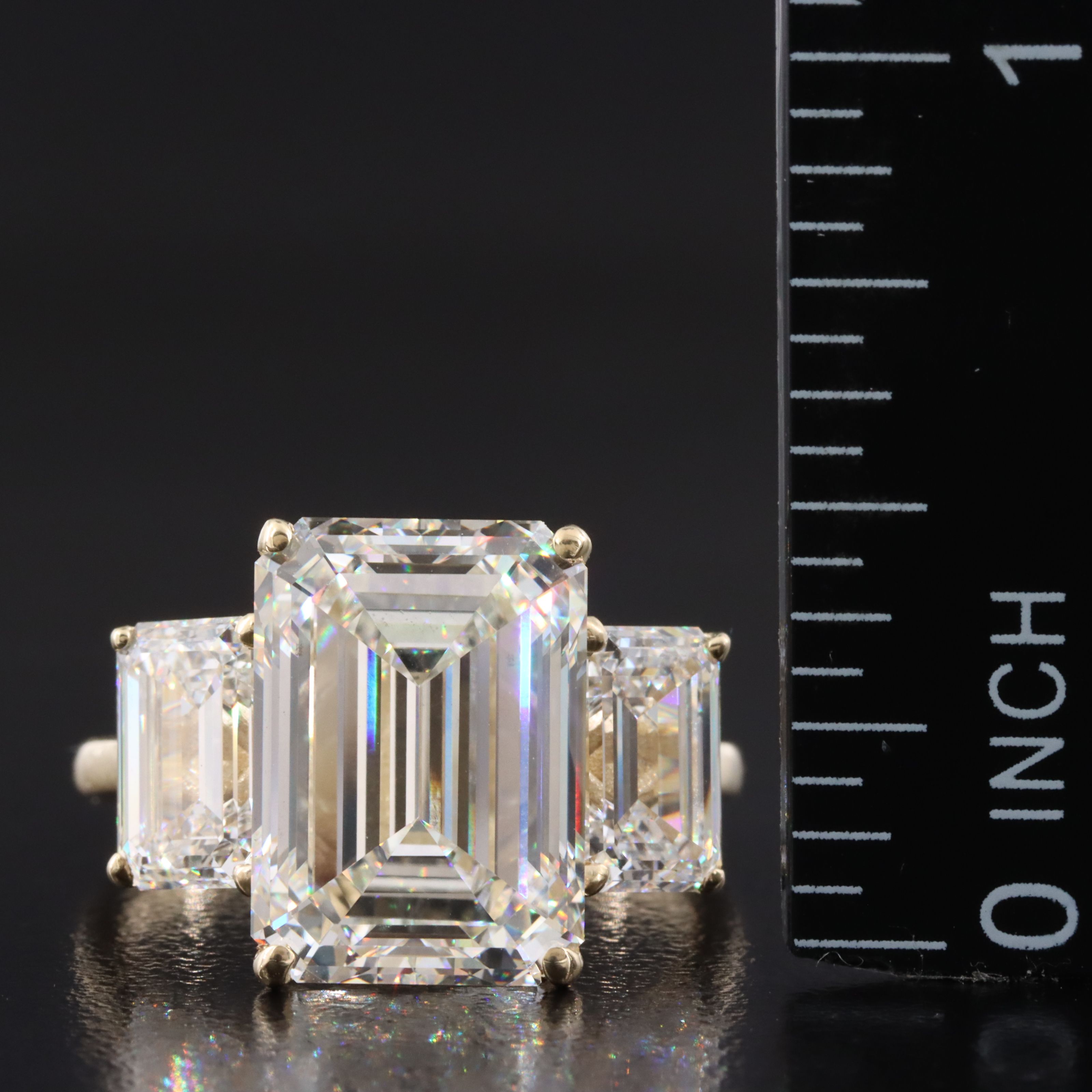 14K 10.63 CTW Lab Grown Diamond Three Stone Ring with IGI Reports