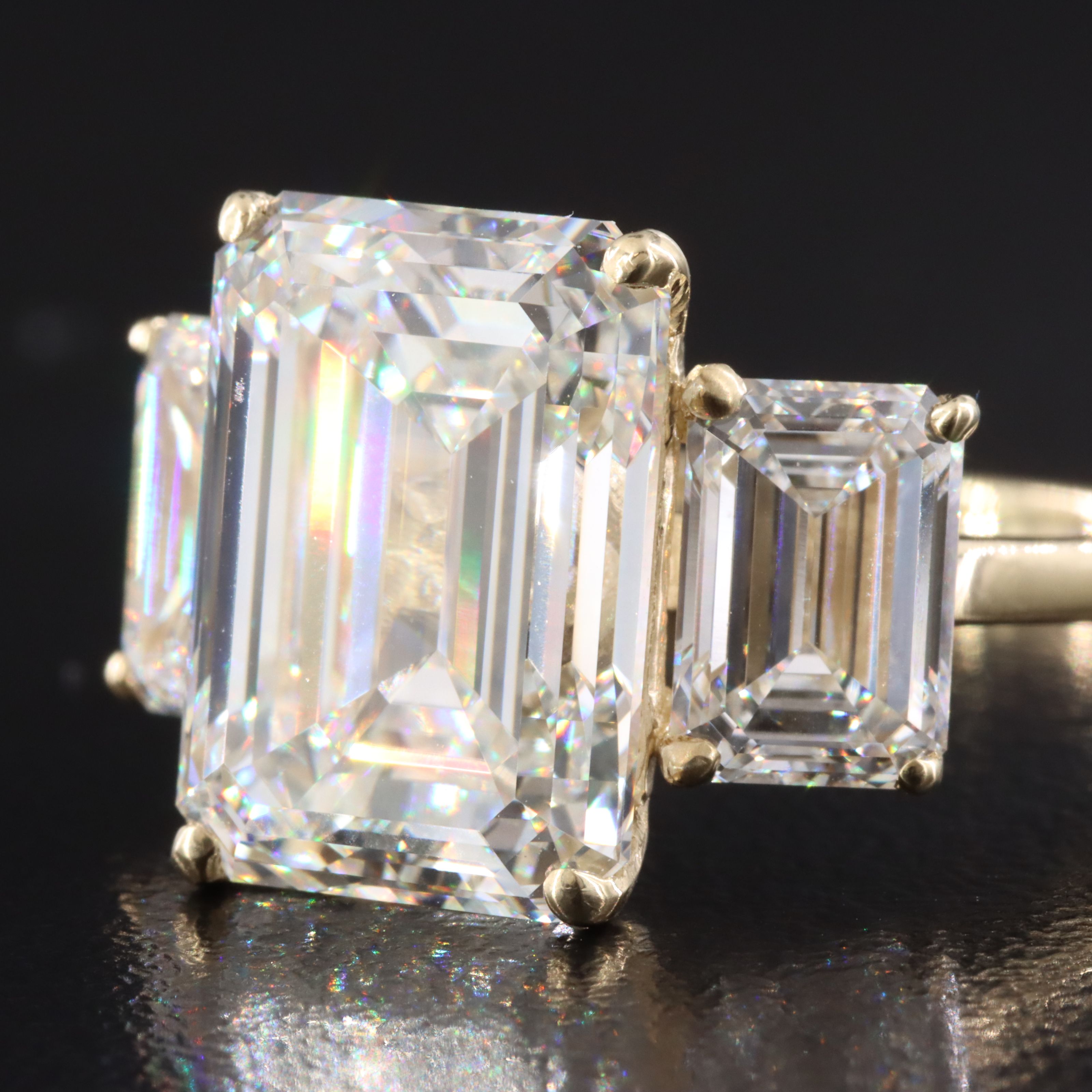 14K 10.63 CTW Lab Grown Diamond Three Stone Ring with IGI Reports