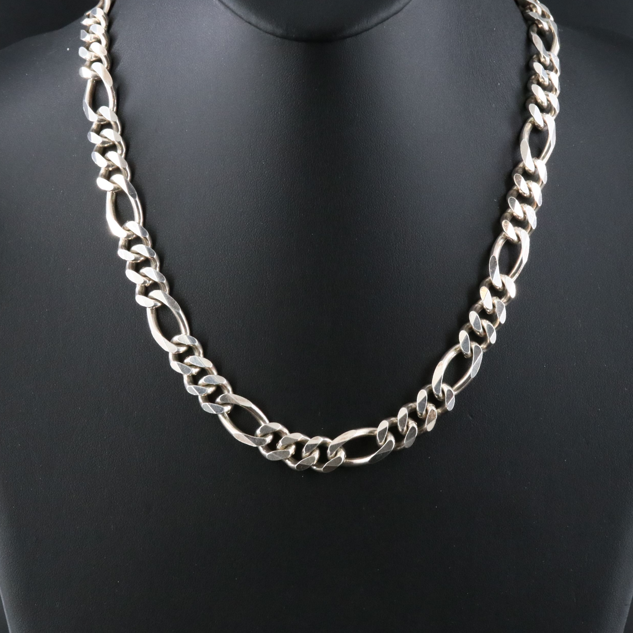 Sterling Figaro Chain Necklace