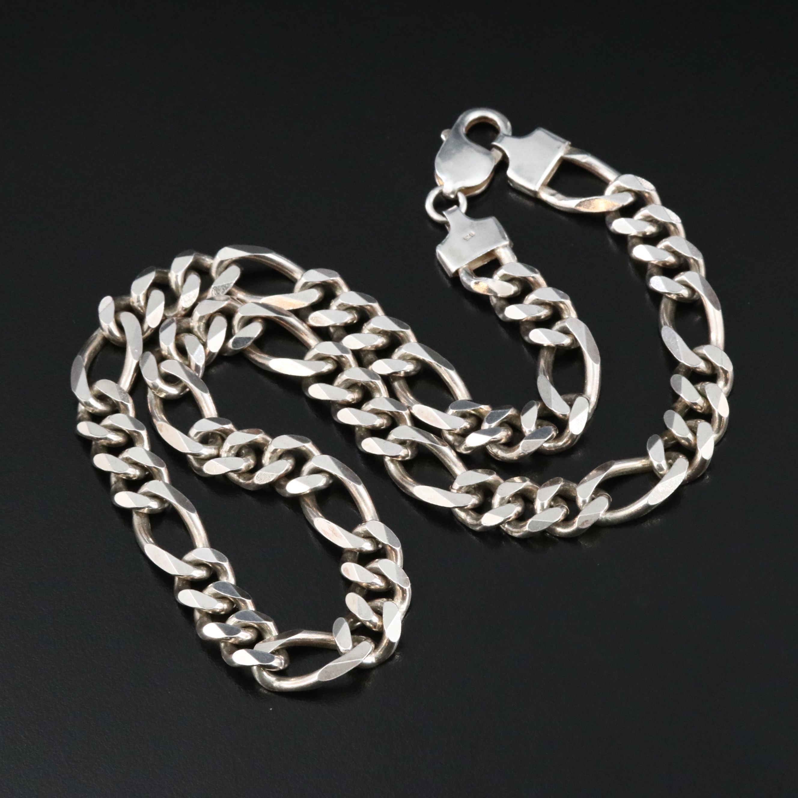 Sterling Figaro Chain Necklace