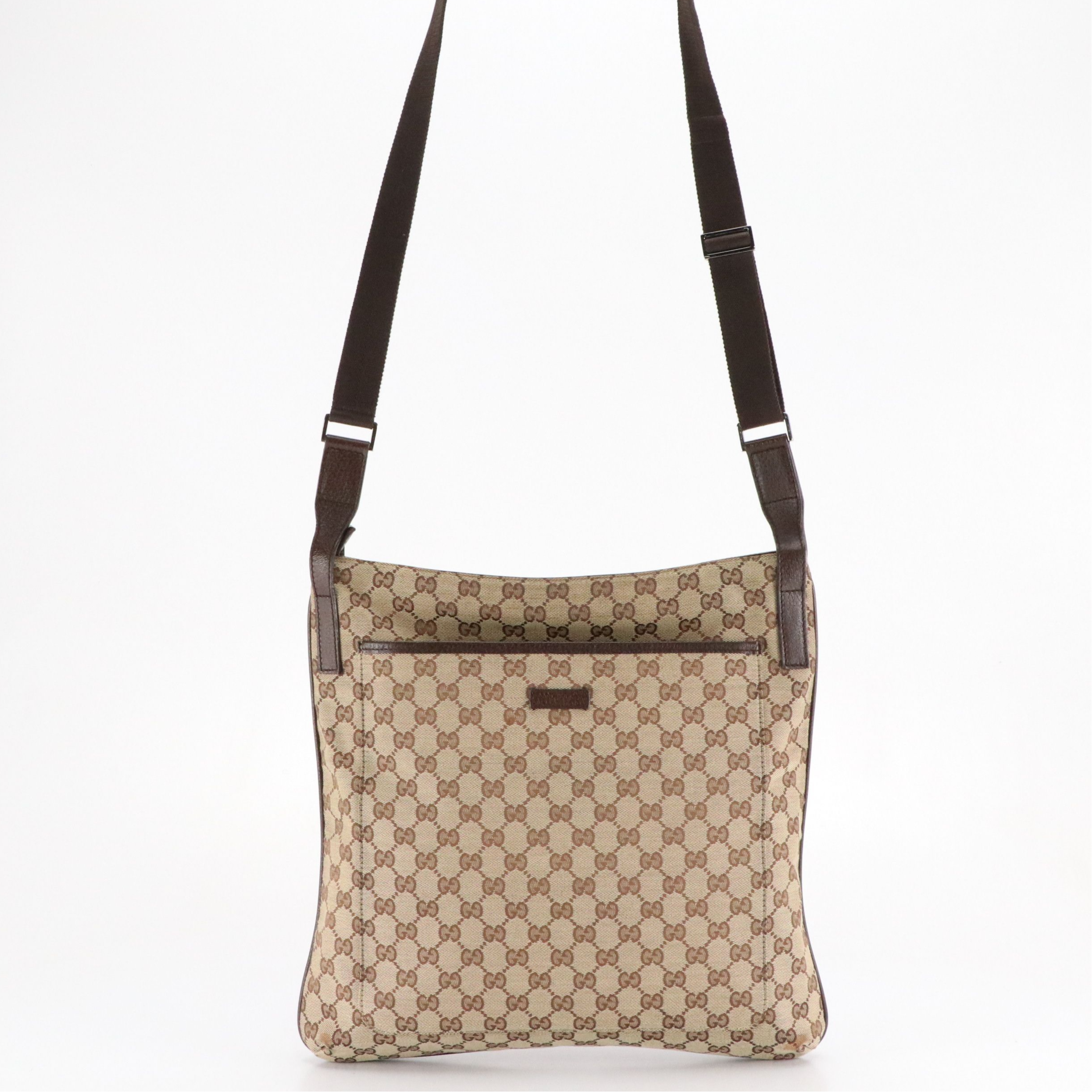 Gucci Large Front Pocket Crossbody Bag in GG Canvas and Leather