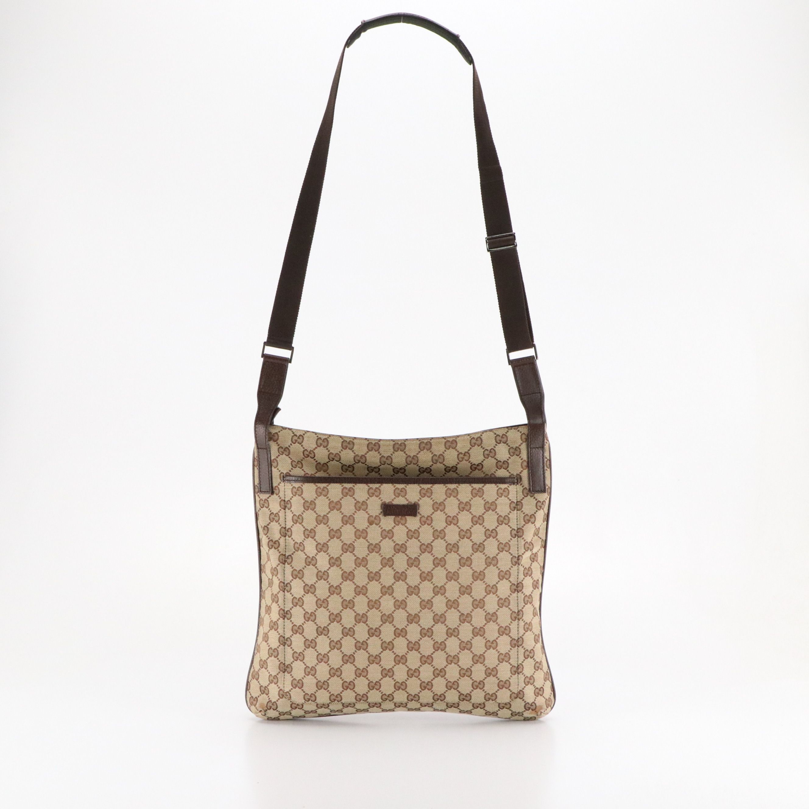 Gucci Large Front Pocket Crossbody Bag in GG Canvas and Leather